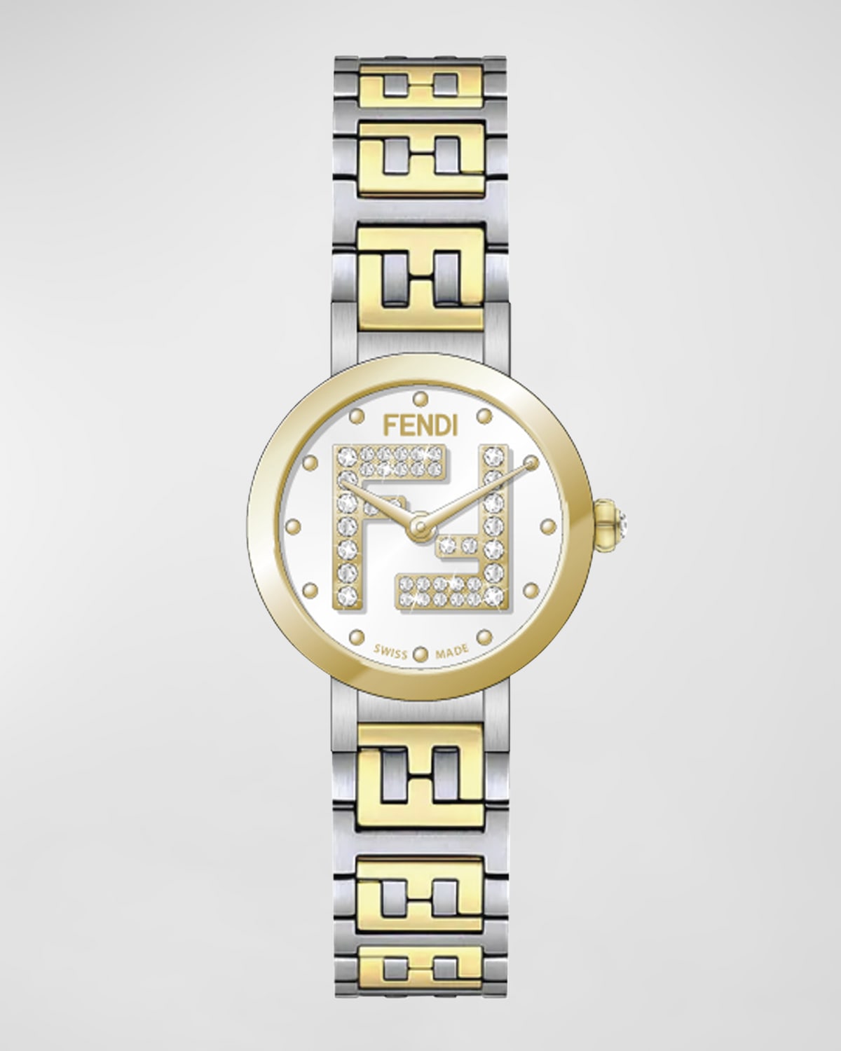 Fendi Forever  Ff Diamond Two-tone Bracelet Watch, 19mm In Silver