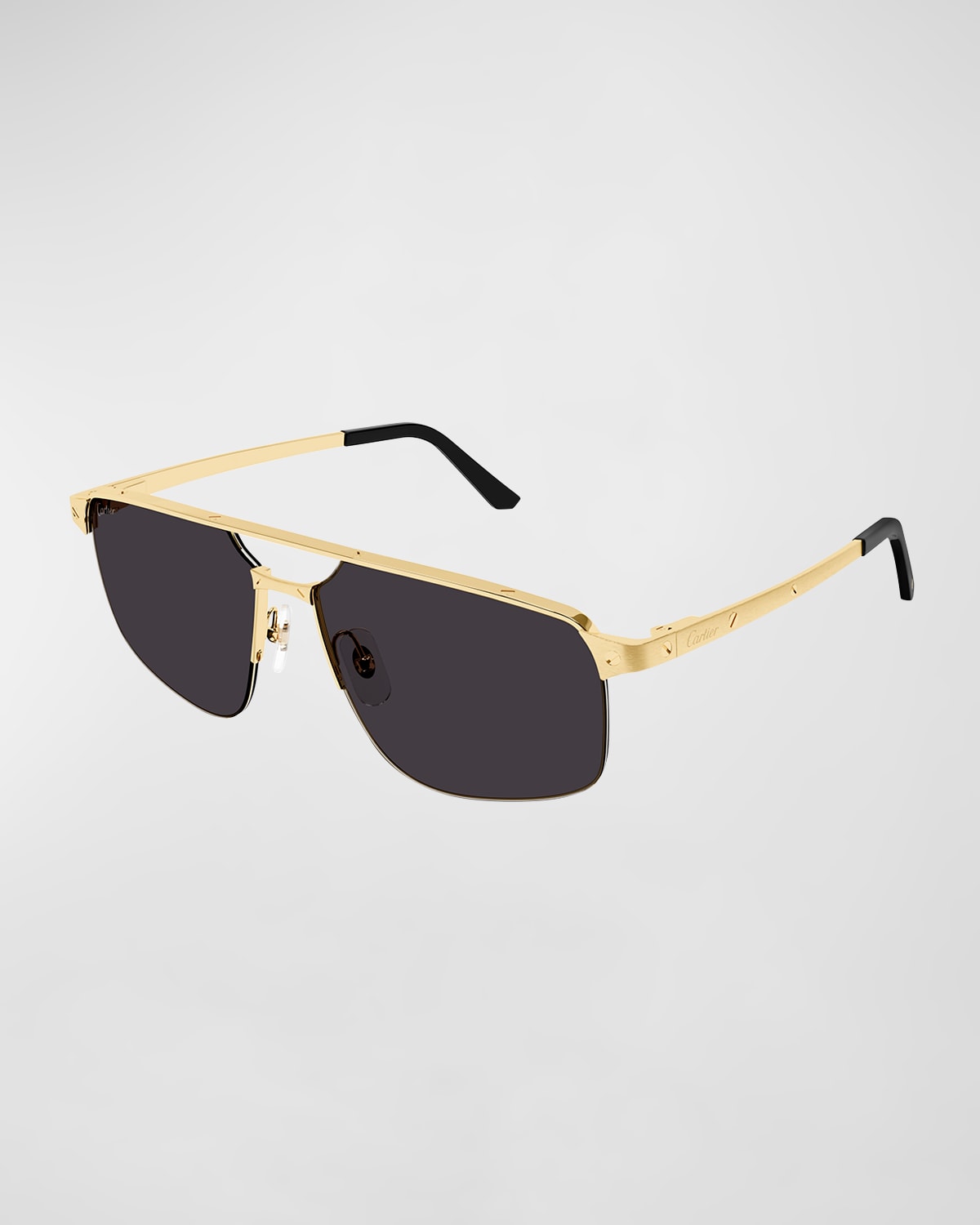 Cartier Santos Evolution Navigator Sunglasses, 60mm In Gold/gray Solid