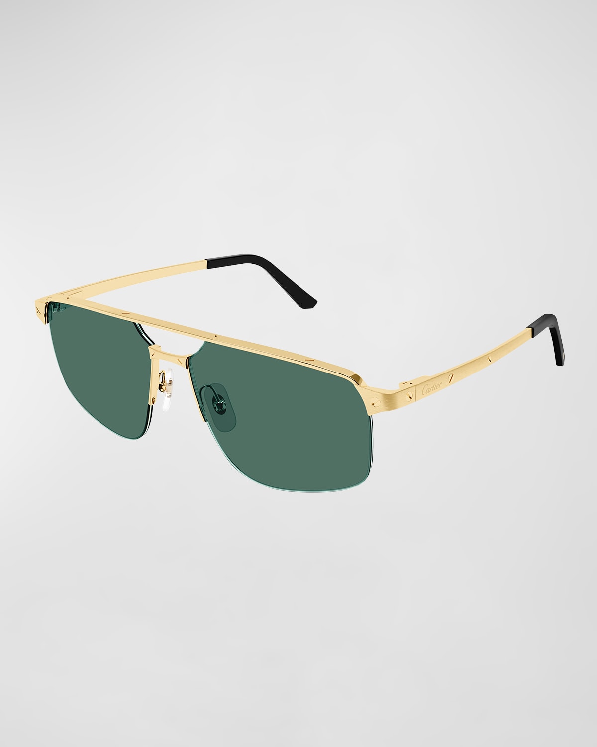 Shop Cartier Men's Square Rimless Metal Sunglasses In 002 Gold