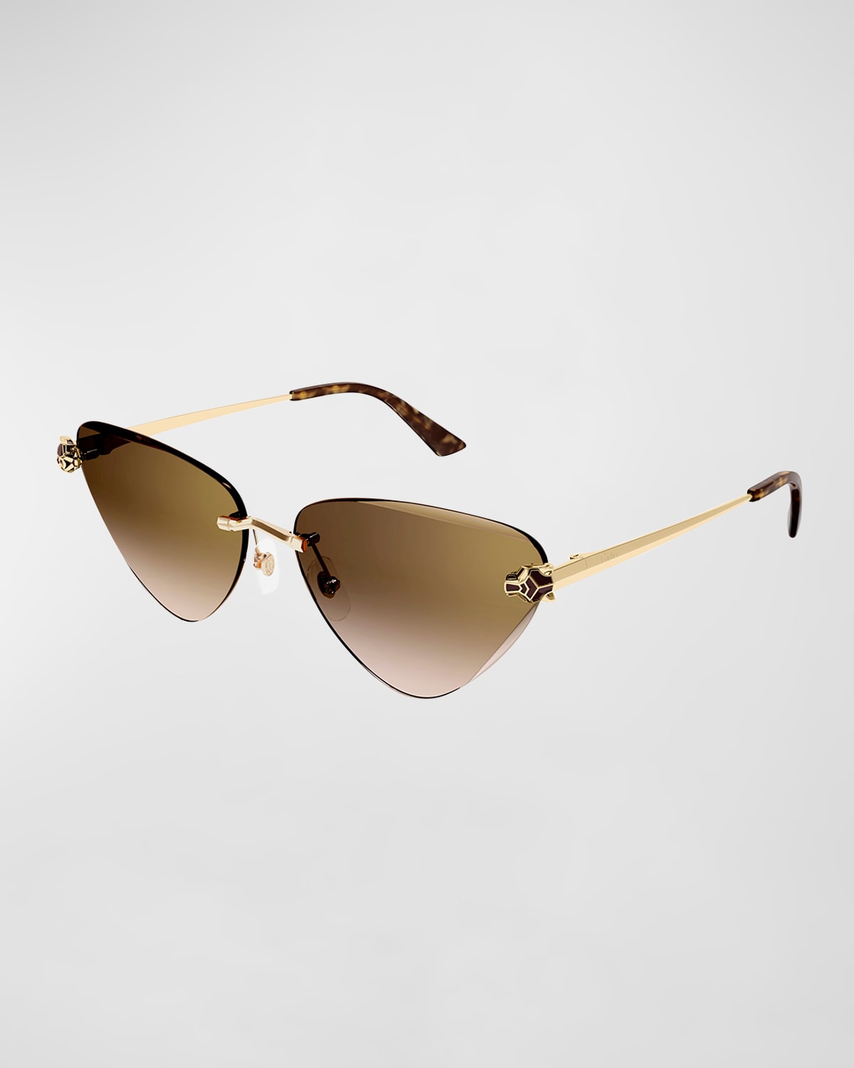 Cartier Panther Metal Cat-eye Sunglasses In 002 Smooth Golden