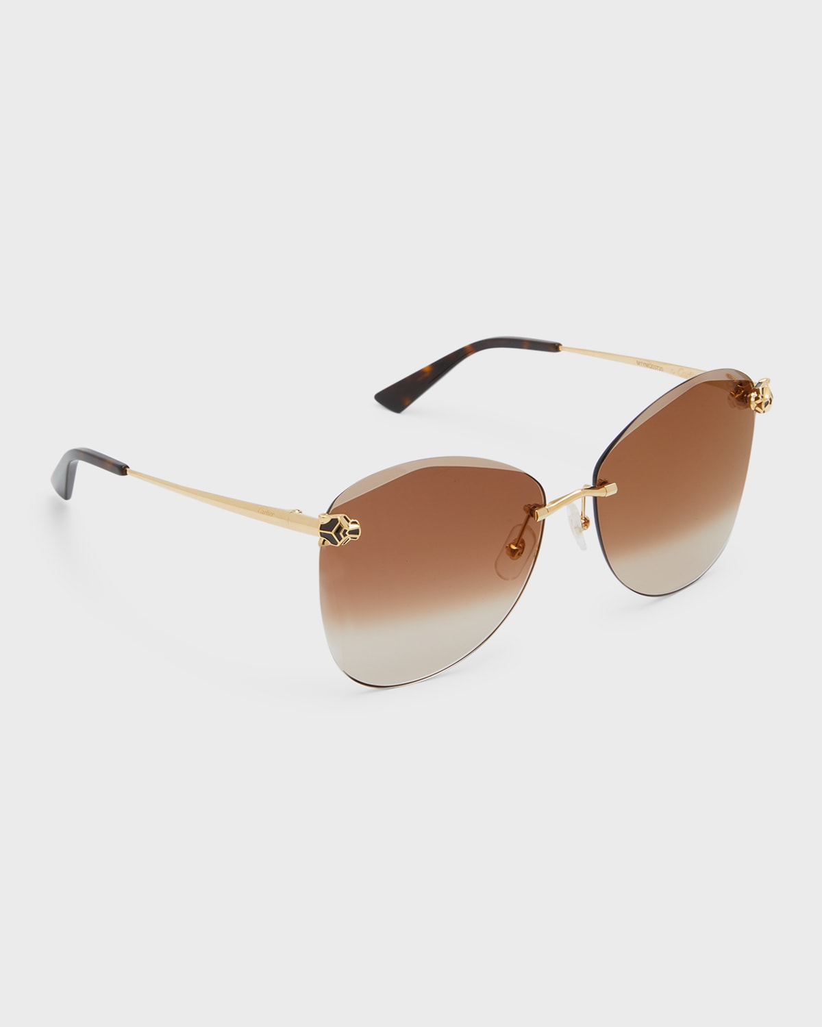 Cartier 63mm Gradient Oversize Geometric Sunglasses In 002 Smooth Golden