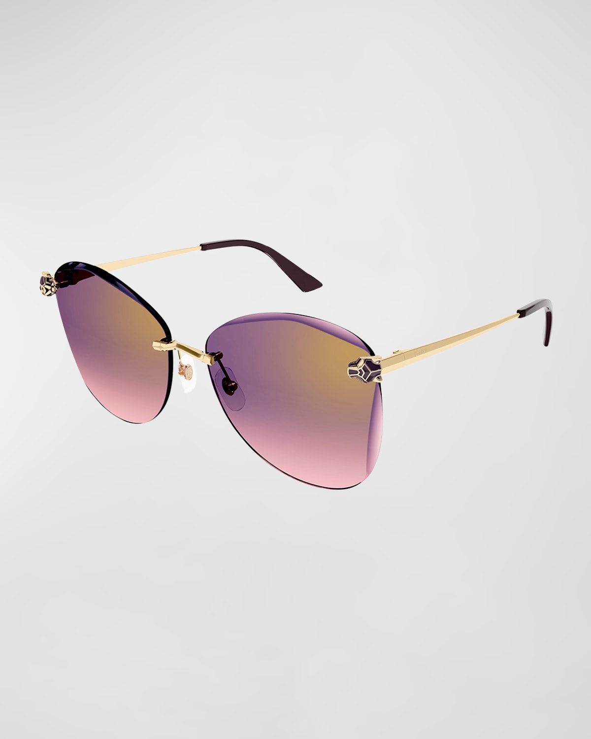 Cartier Panther Metal Butterfly Sunglasses In 003 Smooth Golden
