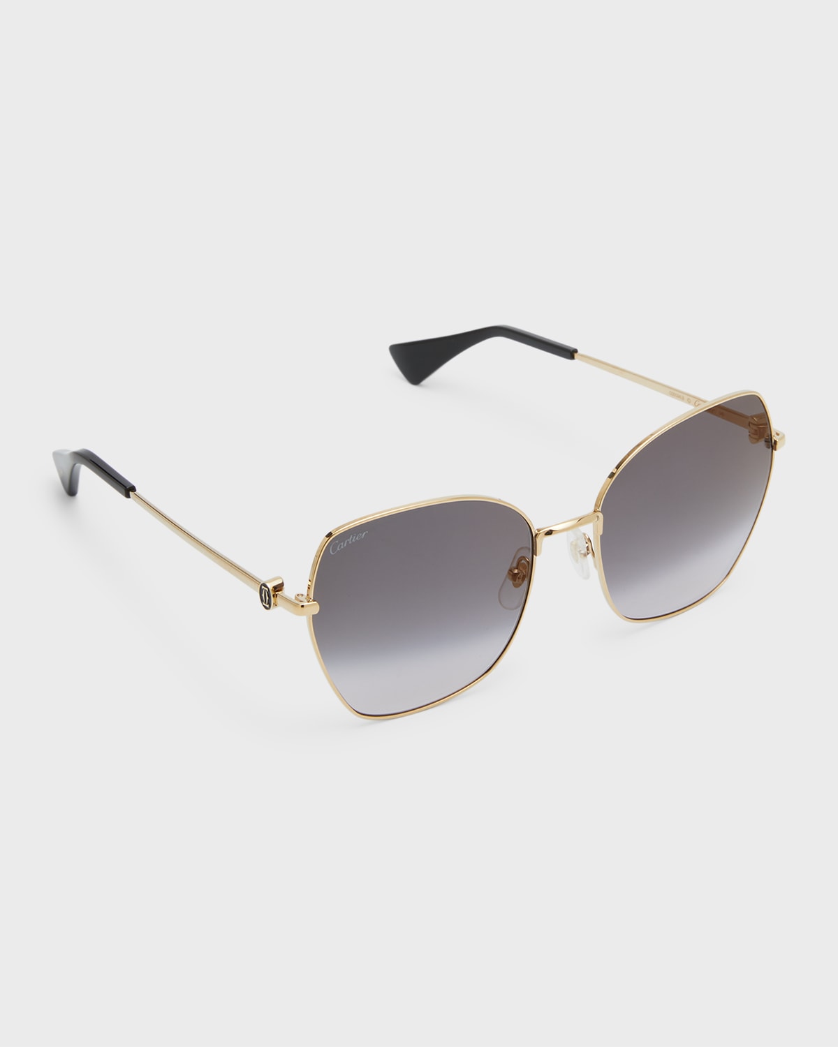 Cartier Logo Metal Butterfly Sunglasses In 001 Smooth Golden