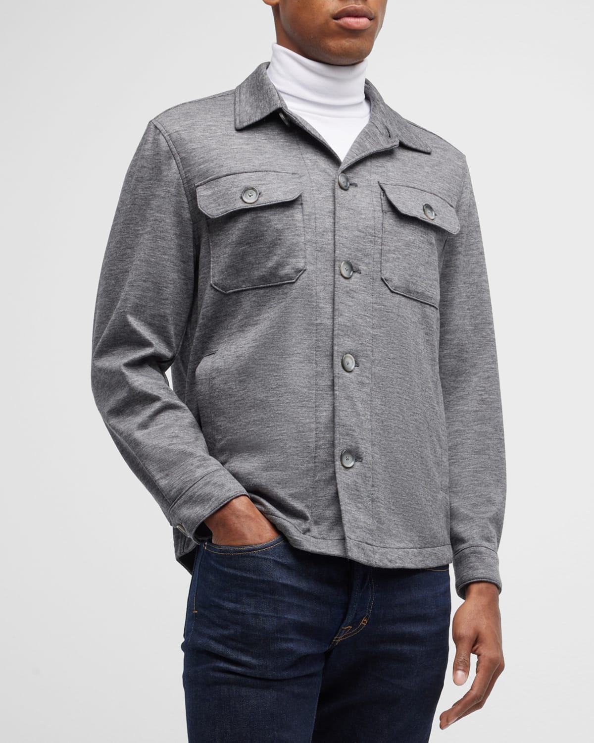 Hugo Boss Men s C carper Heathered Jersey Overshirt In Dark Grey