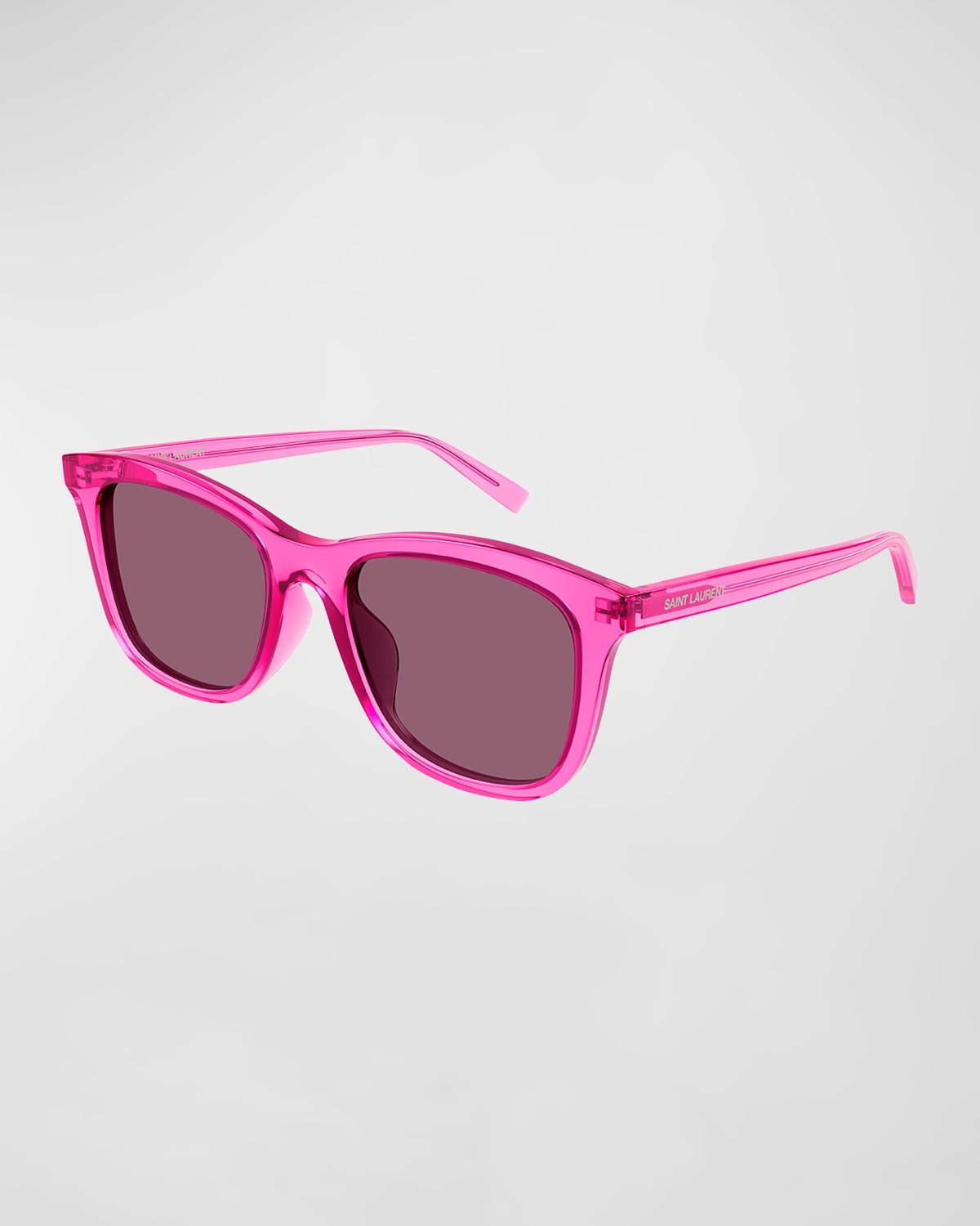 Saint Laurent Logo Square Acetate Sunglasses In Shiny Transparent