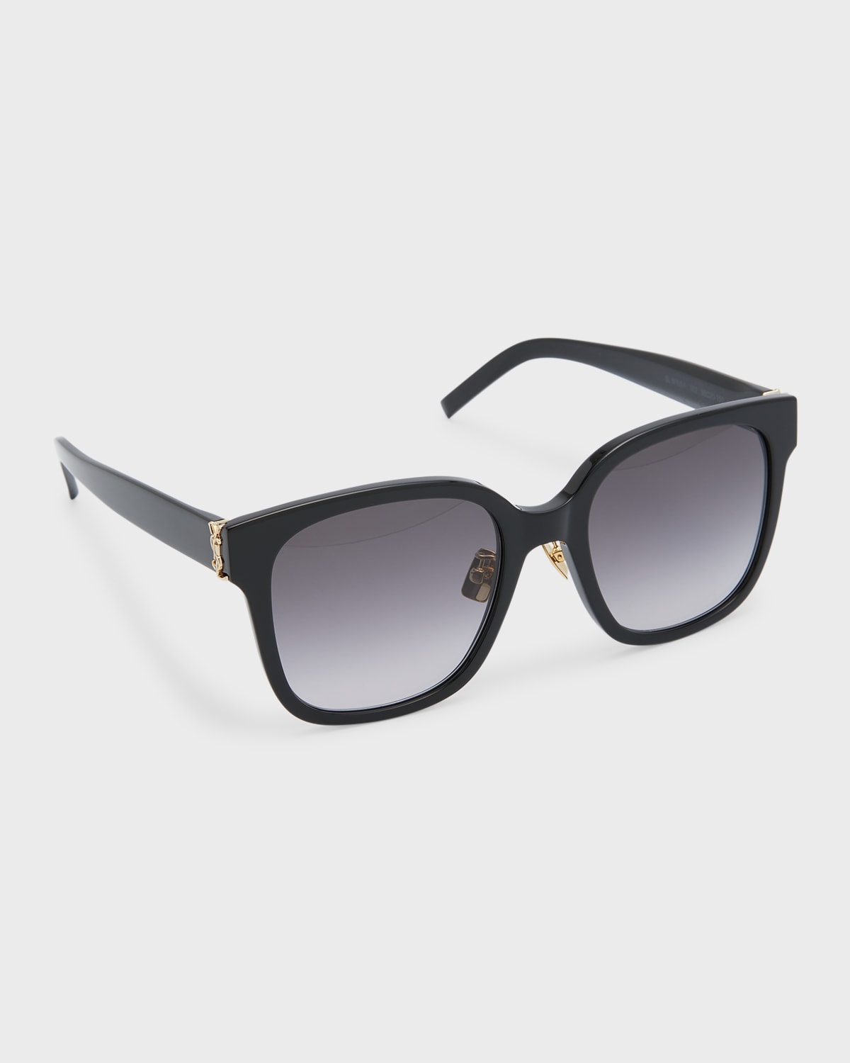 Shop Saint Laurent Ysl Square Acetate Sunglasses In Shiny Solid Black