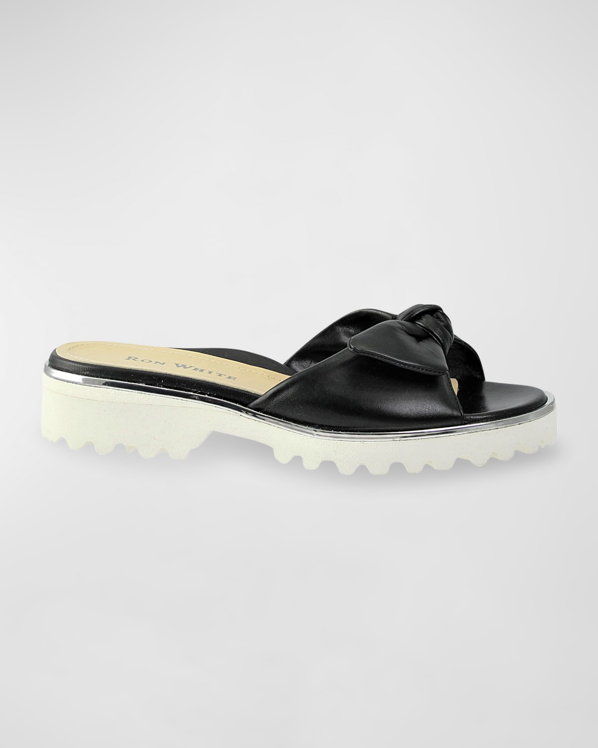 Ron White Chrissie Bow Napa Slide Sandals In Onyx