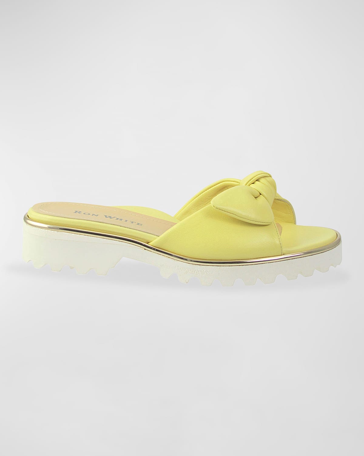 Ron White Chrissie Bow Napa Slide Sandals In Daffodil