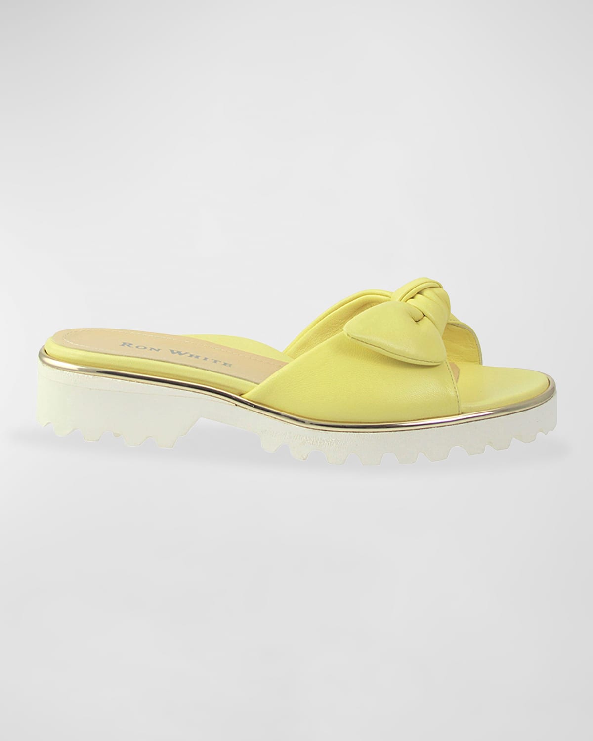 Ron White Chrissie Bow Napa Slide Sandals In Daffodil