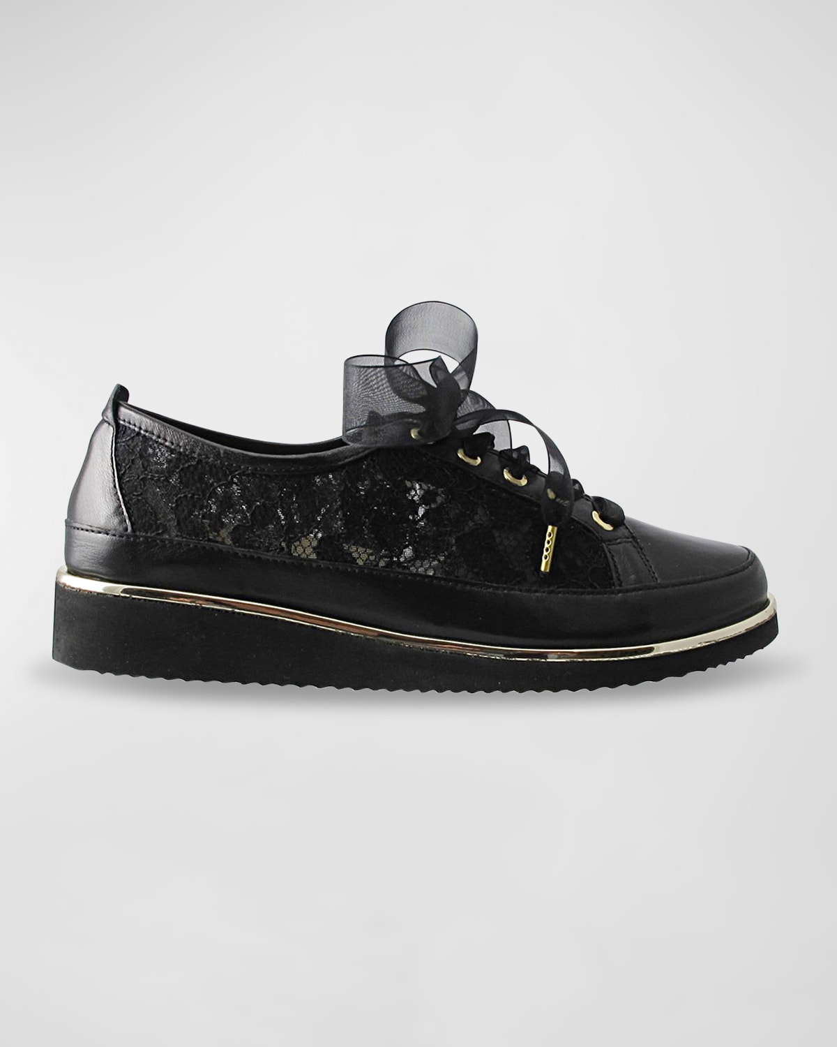 Ron White Novalee Lace Napa Wedge Sneakers In Onyx