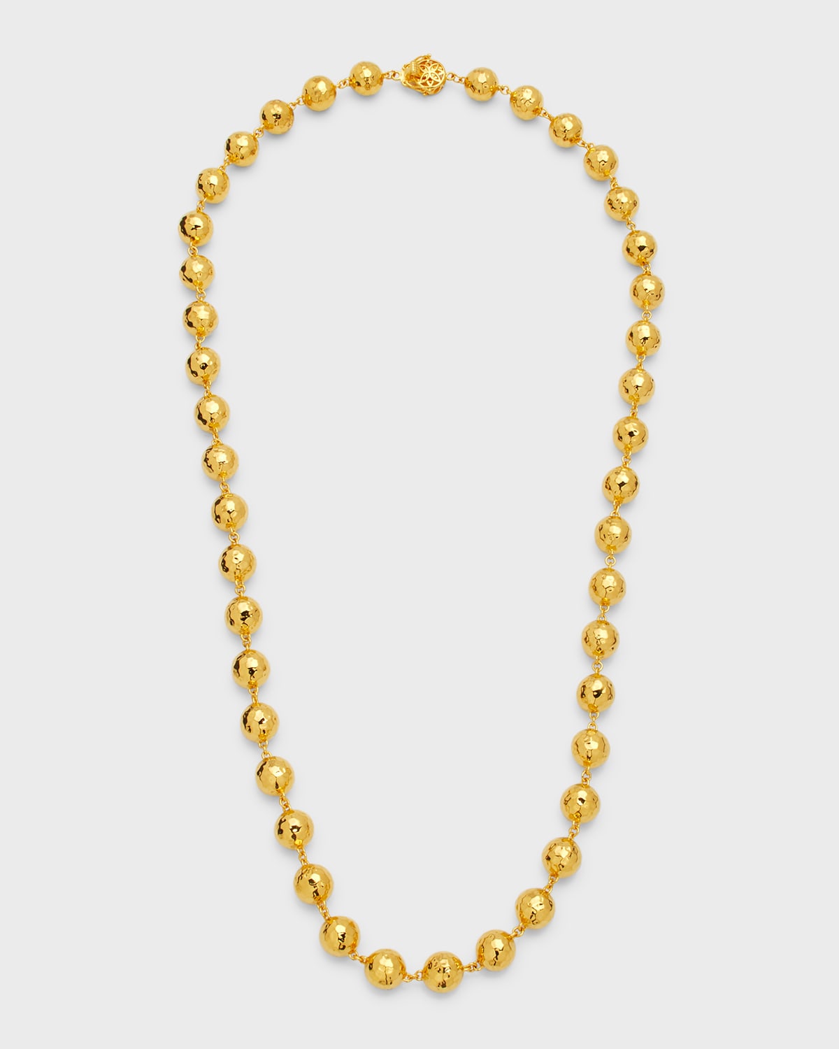 Buddha Mama 20K Yellow Gold Hammered Disco Ball Chain Necklace