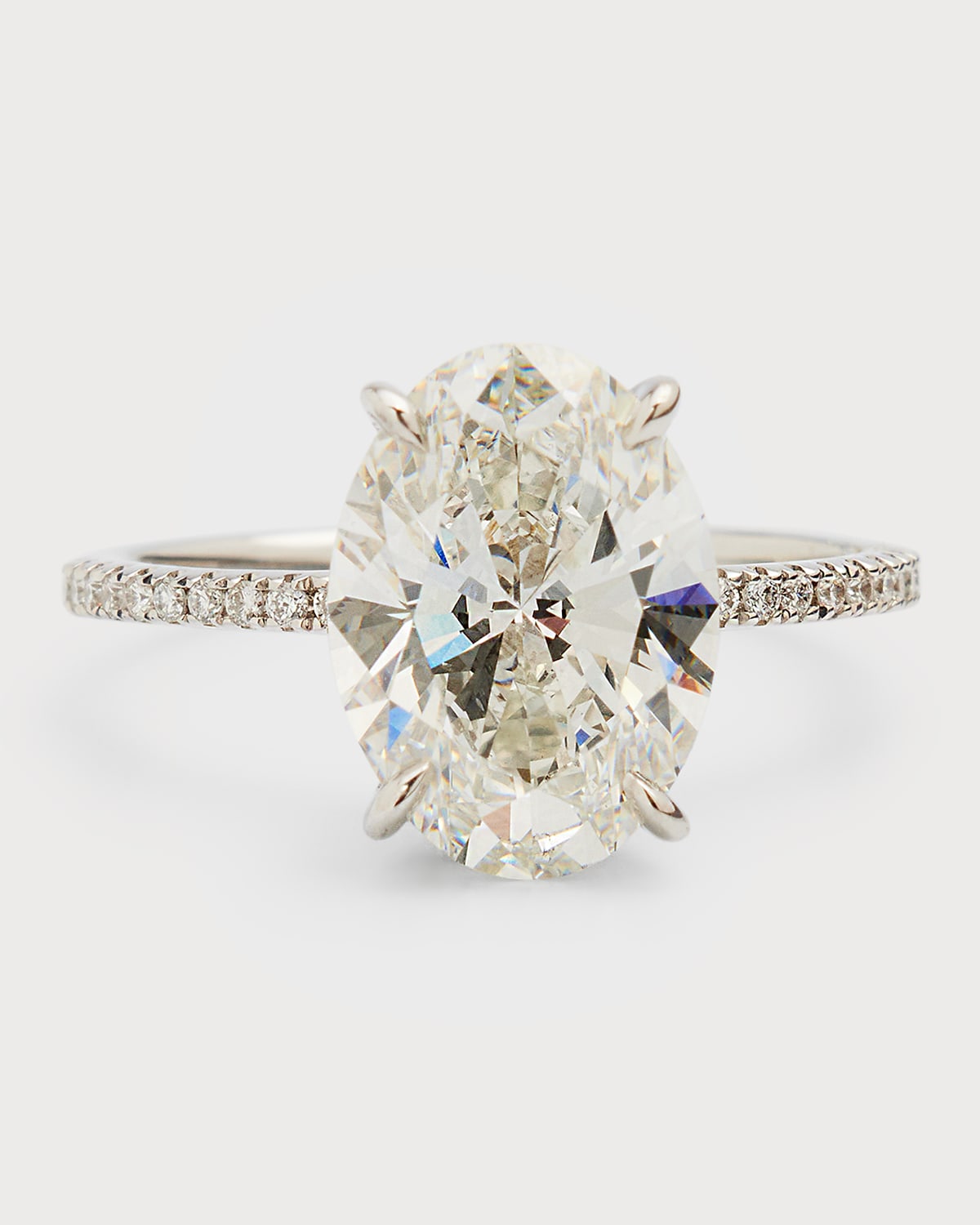 Lab Grown Diamond 18K White Gold Oval and Pave Ring