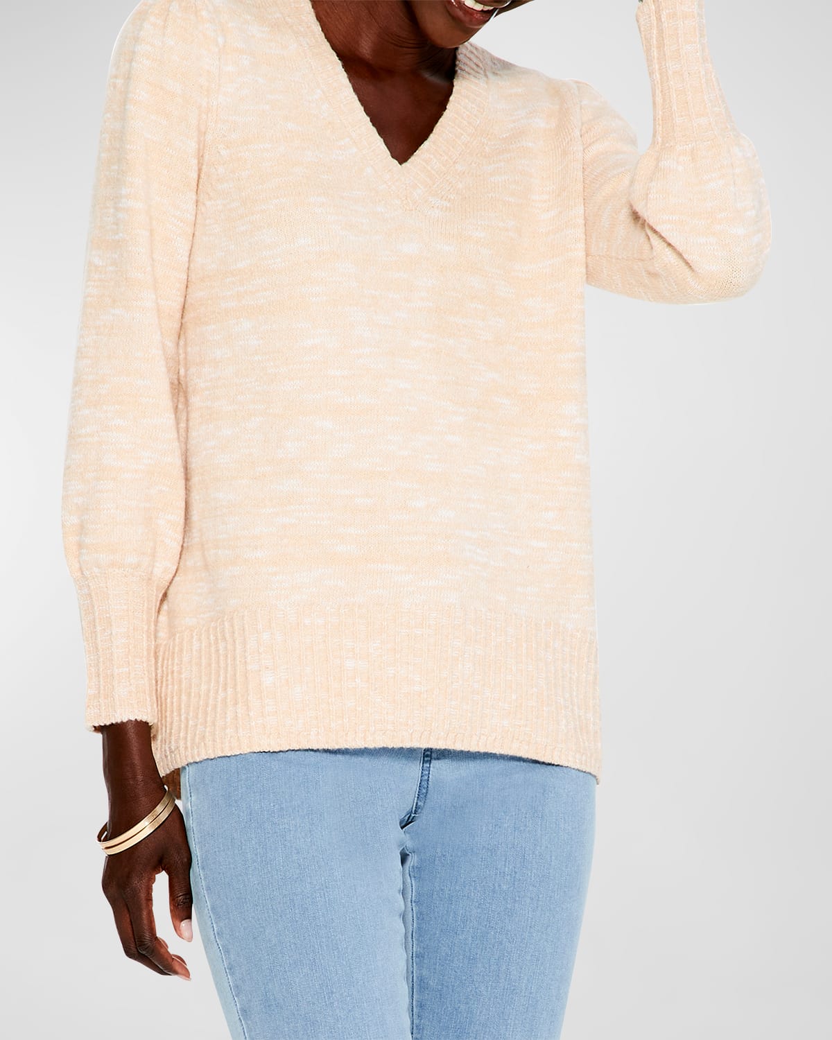 Nic + Zoe Evening Chill Blouson-sleeve Sweater In Wrs