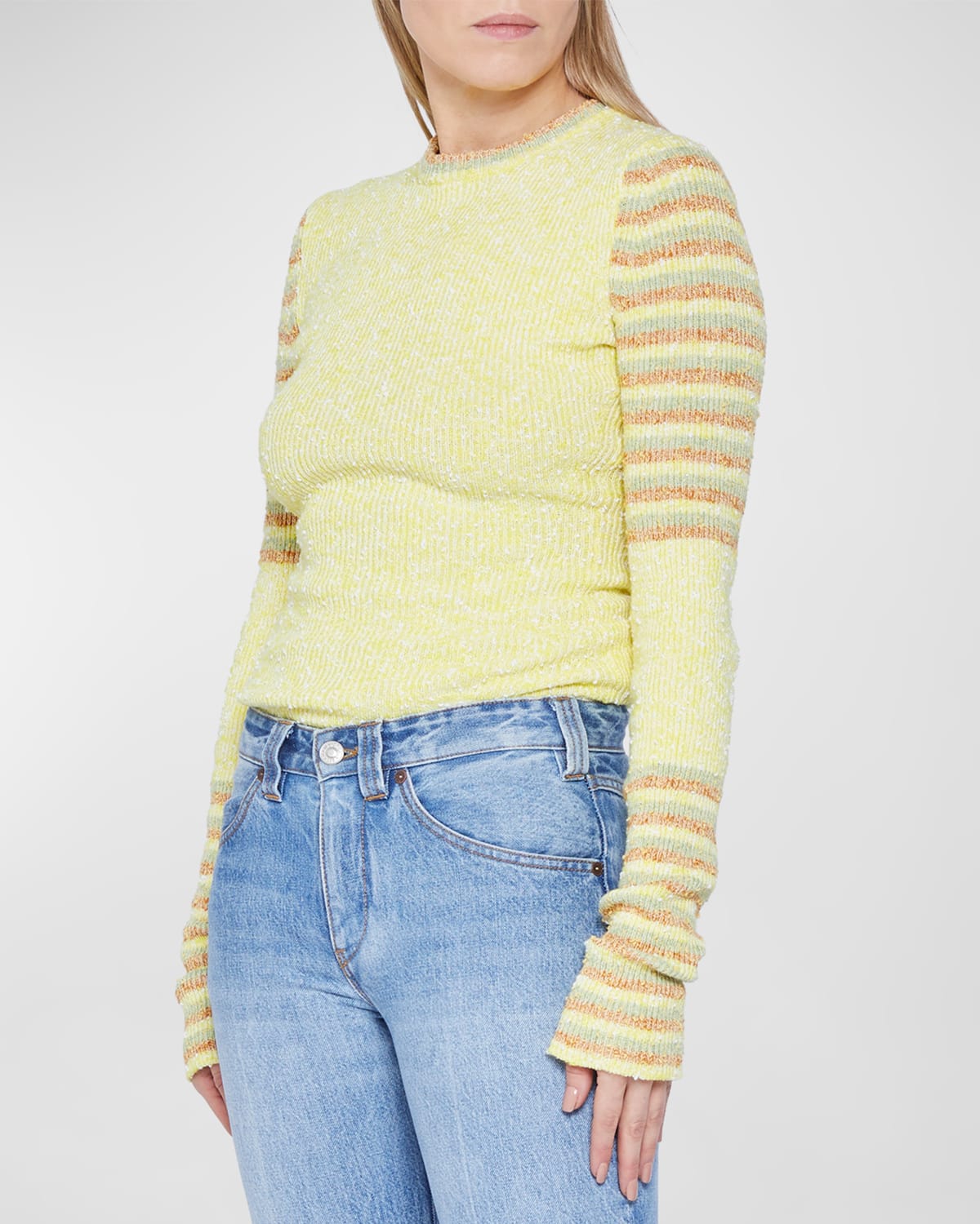 Stripe Ribbed Long-Sleeve Sweater
