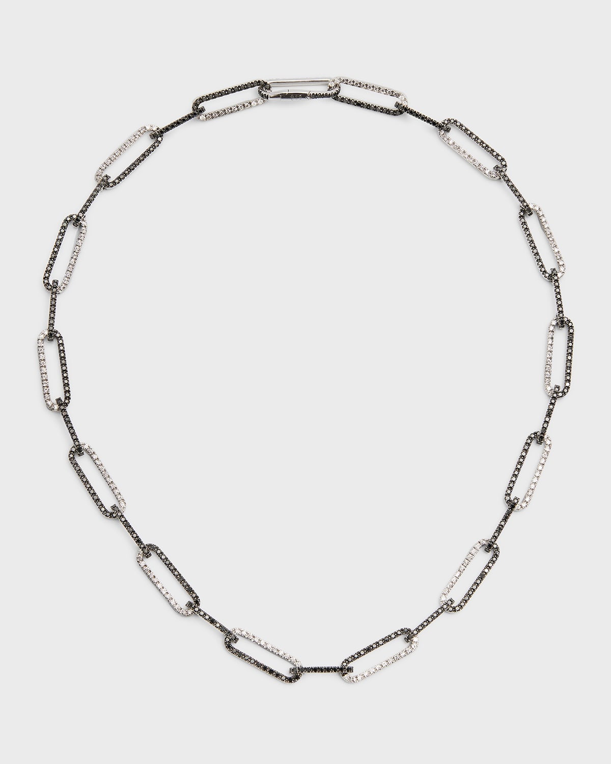 18K White Gold Black and White Diamond Necklace, 16"L