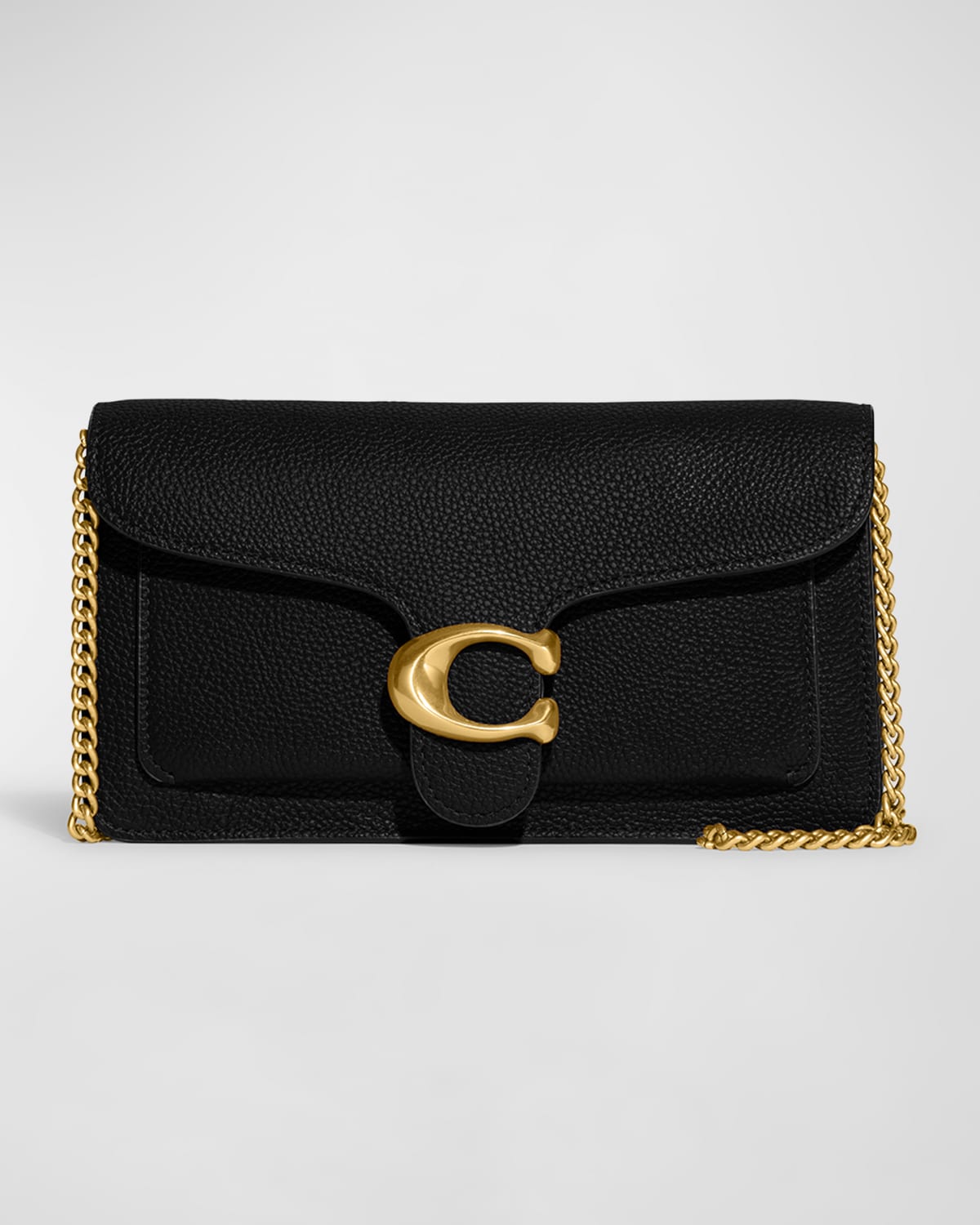 Tabby Pebble Leather Clutch Bag with Chain