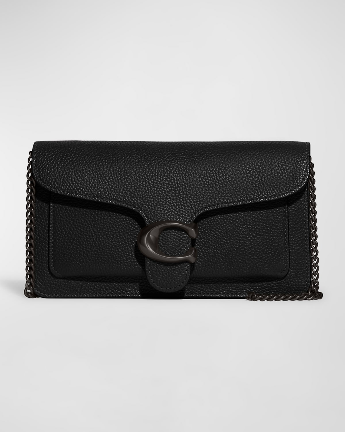 Tabby Pebble Leather Clutch Bag with Chain