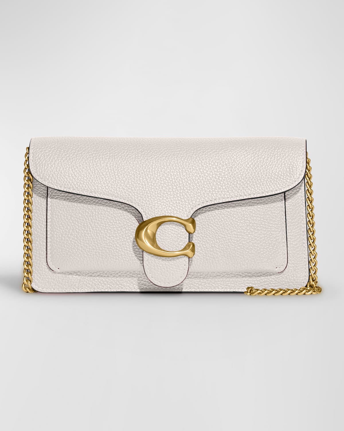 Tabby Pebble Leather Clutch Bag with Chain