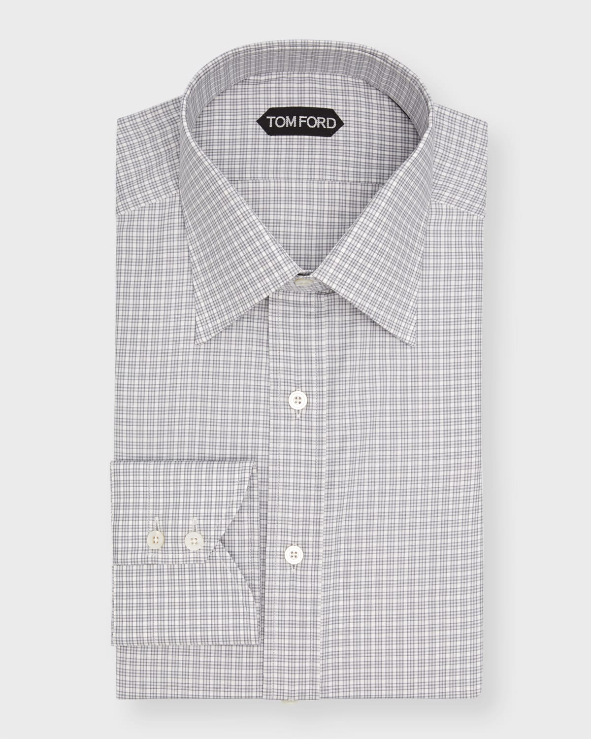 Tom Ford Men's Slim Fit Micro-check Dress Shirt In Combo Grey
