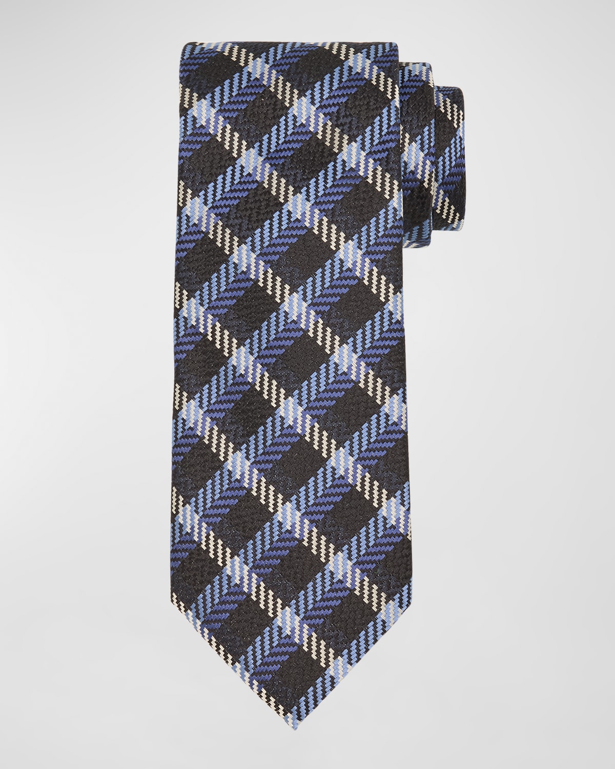 Shop Tom Ford Men's Multi-check Silk Tie In Combo Blue