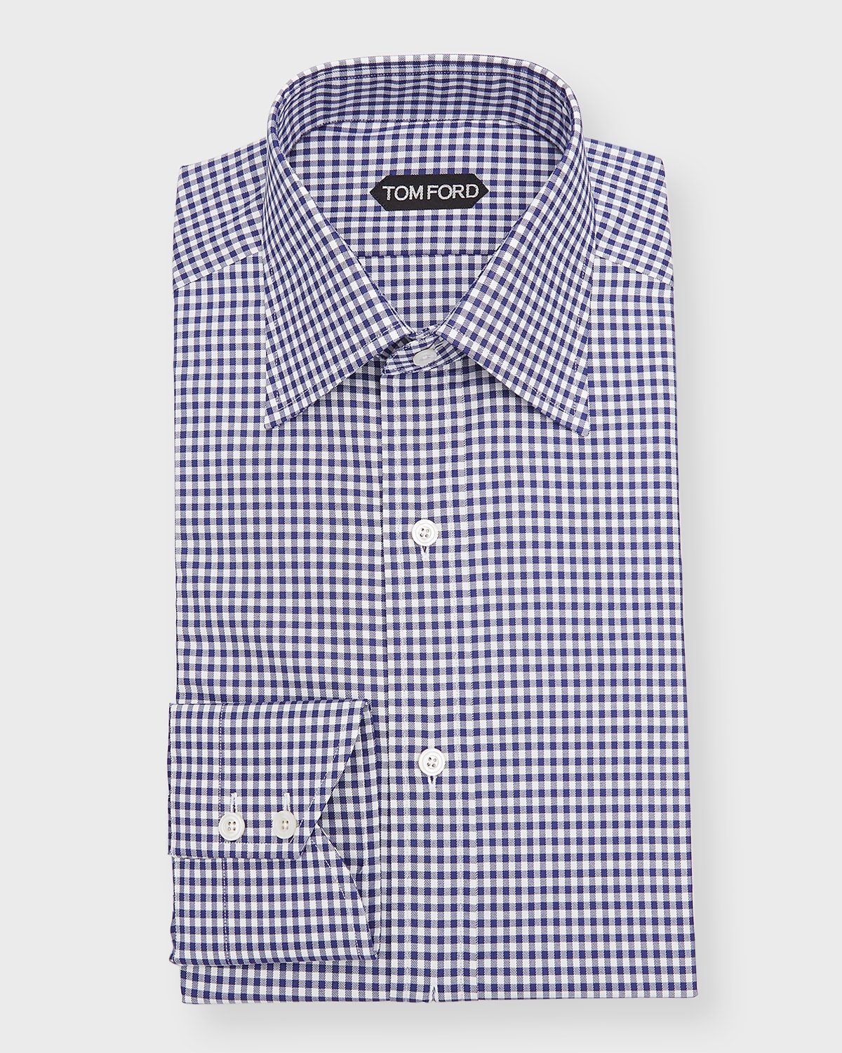 Tom Ford Gingham Twill Slim Fit Shirt In Blue