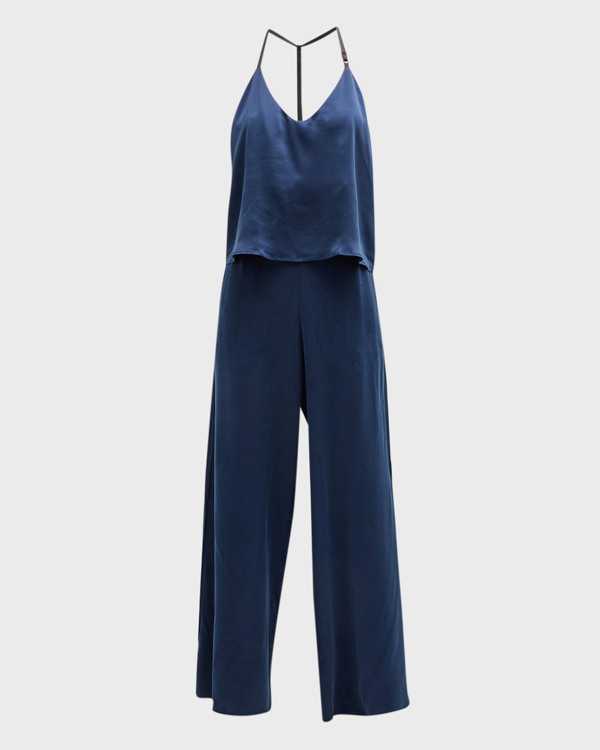 Washable Silk Cami Pant Set - Deep Blue/Immersed Black / M