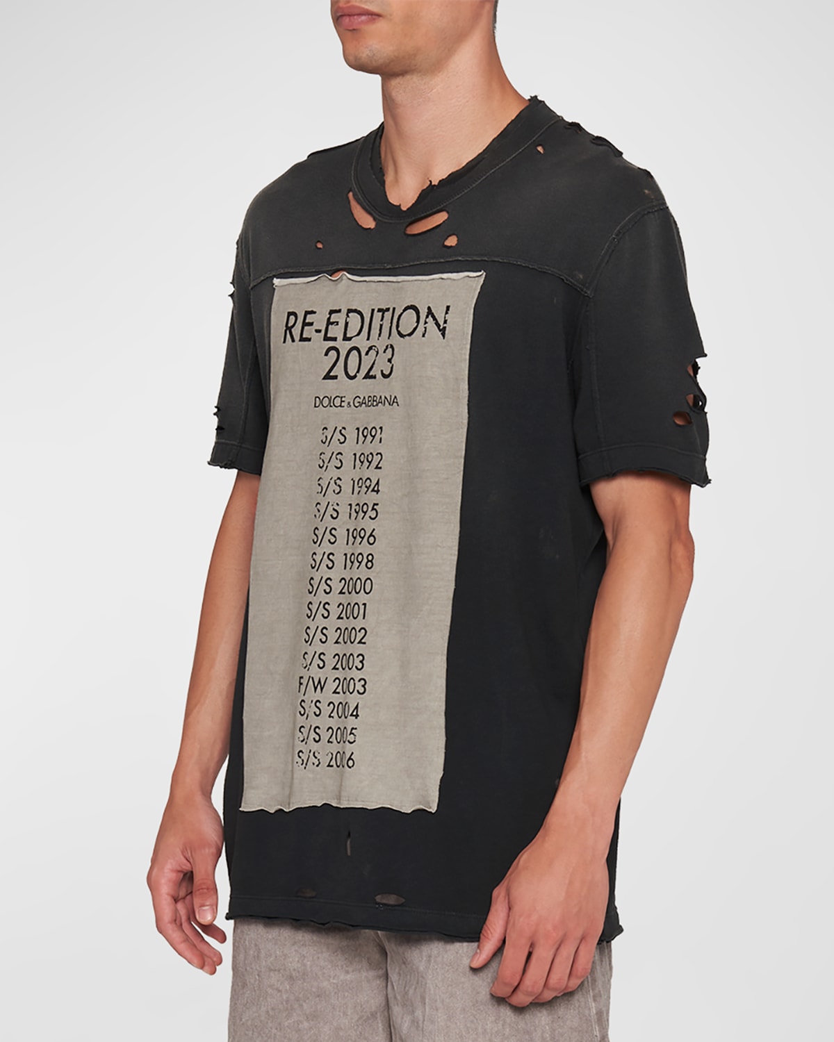 Dolce & Gabbana Re-edition Distressed T-shirt In Black
