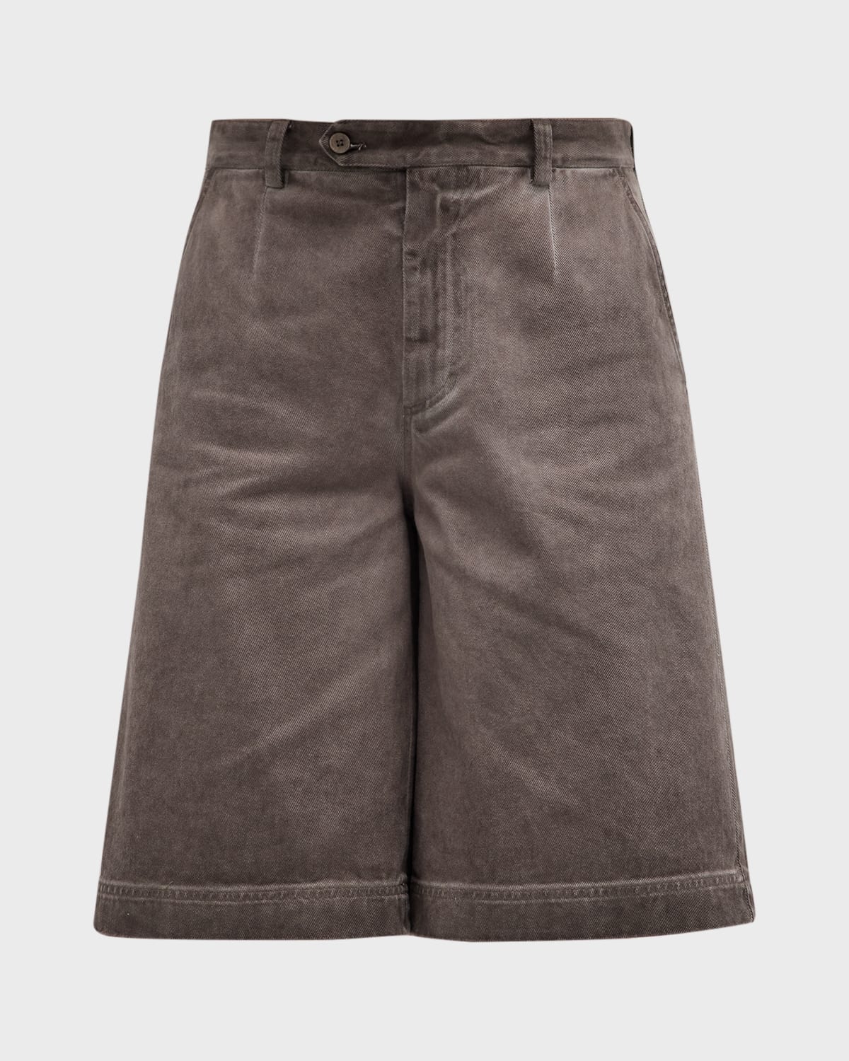 Dolce & Gabbana Garment-dyed Cotton Shorts With Logo Tag In Lig.brown