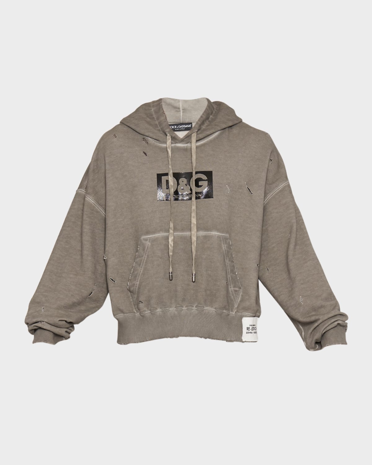 Dolce & Gabbana Logo-print Washed Cotton Hoodie In Lig.green