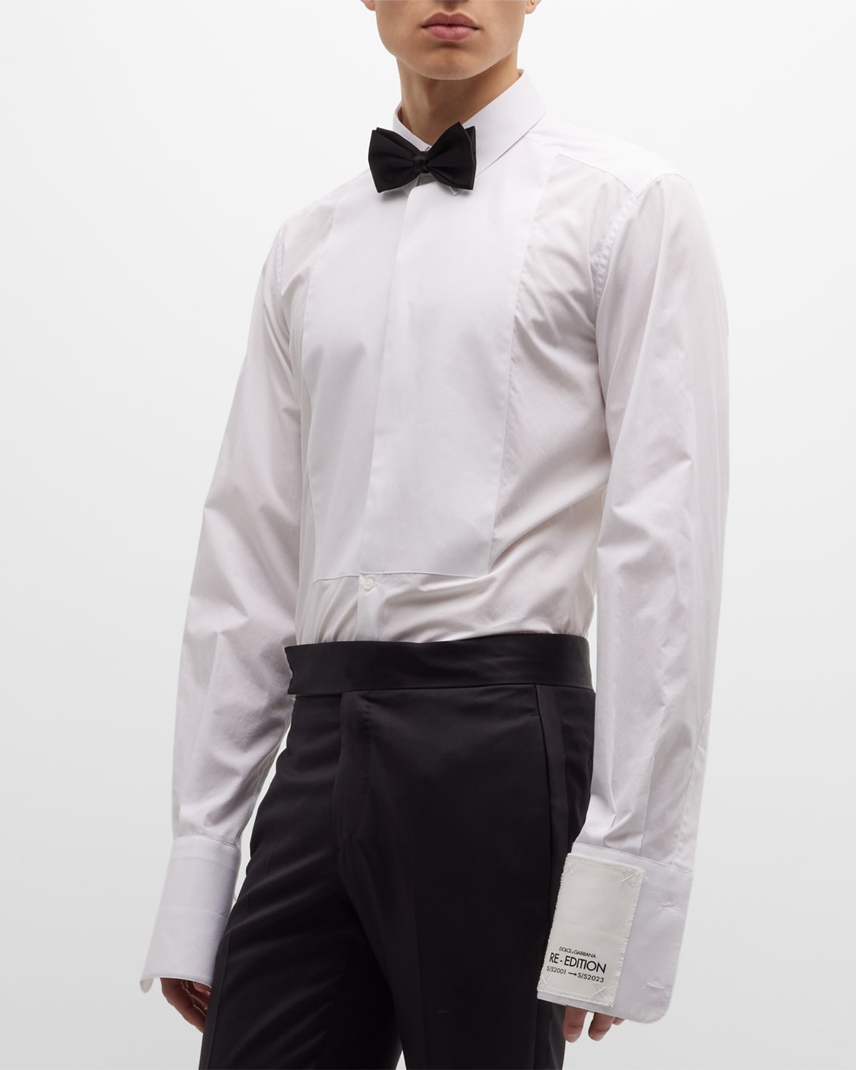 Shop Dolce & Gabbana Men's Bib-front Tuxedo Shirt In White