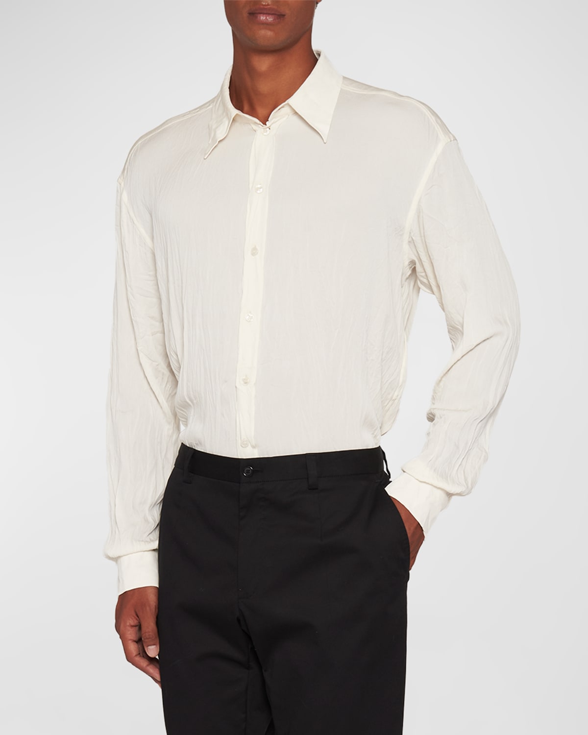 Dolce & Gabbana Oversized Shirt In Stretch Silk Charmeuse In Natural