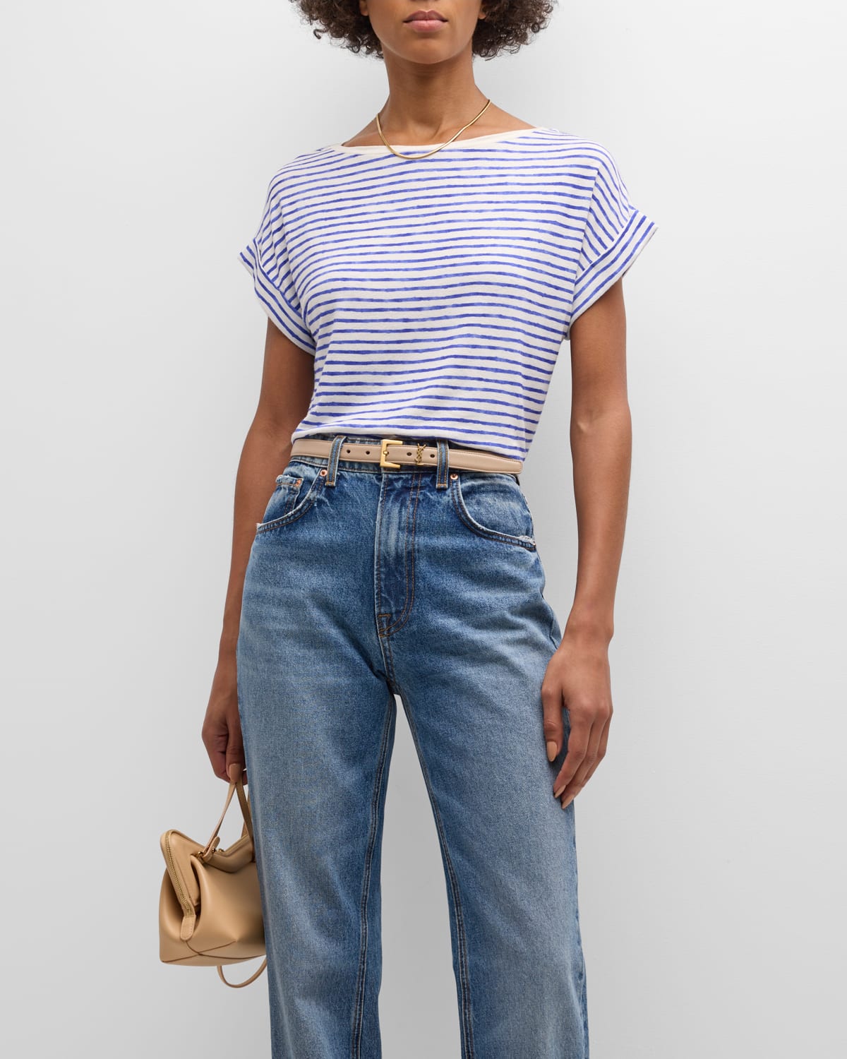 Striped Stretch Linen Tee