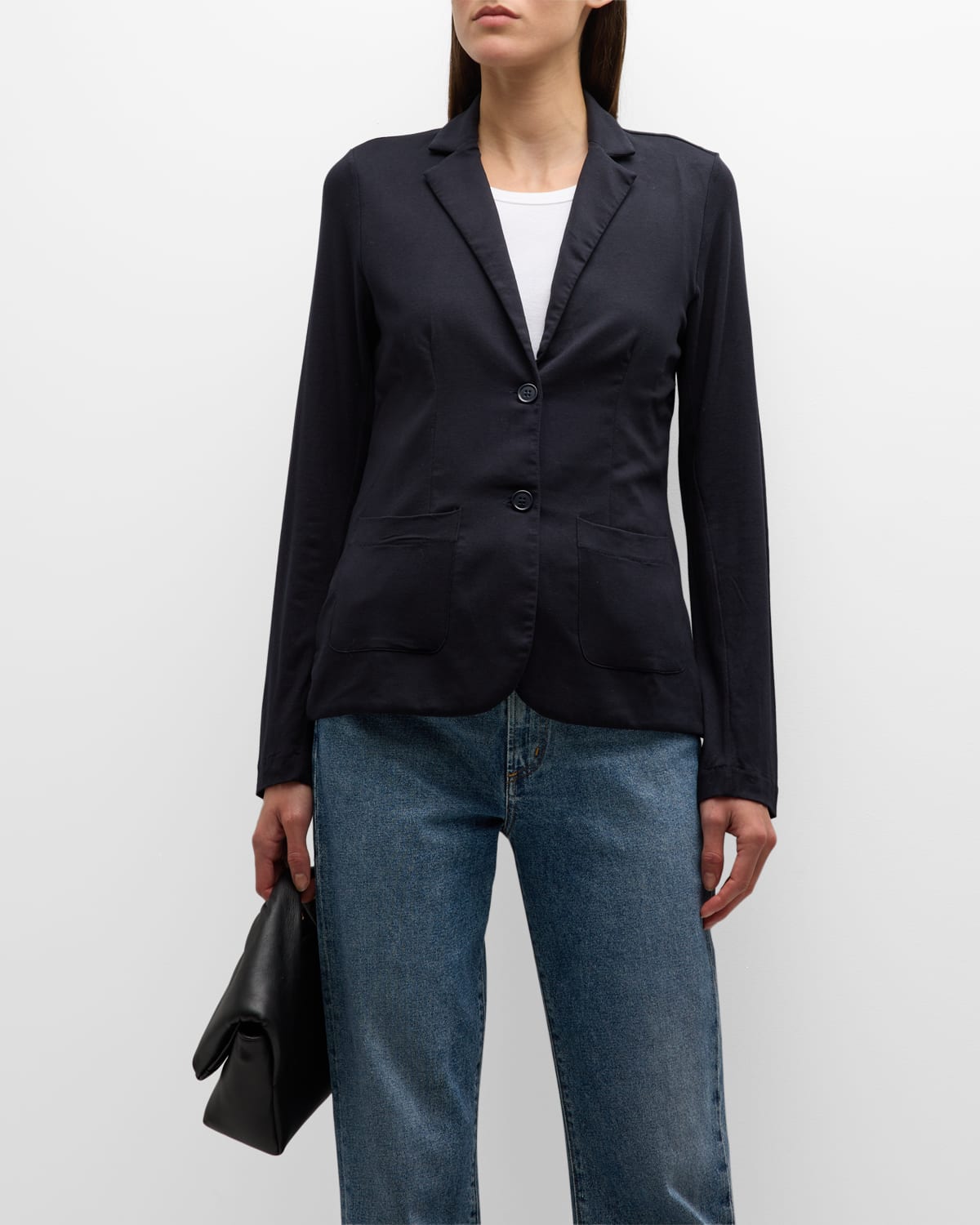 Majestic Soft Touch Two-button Blazer In Marine
