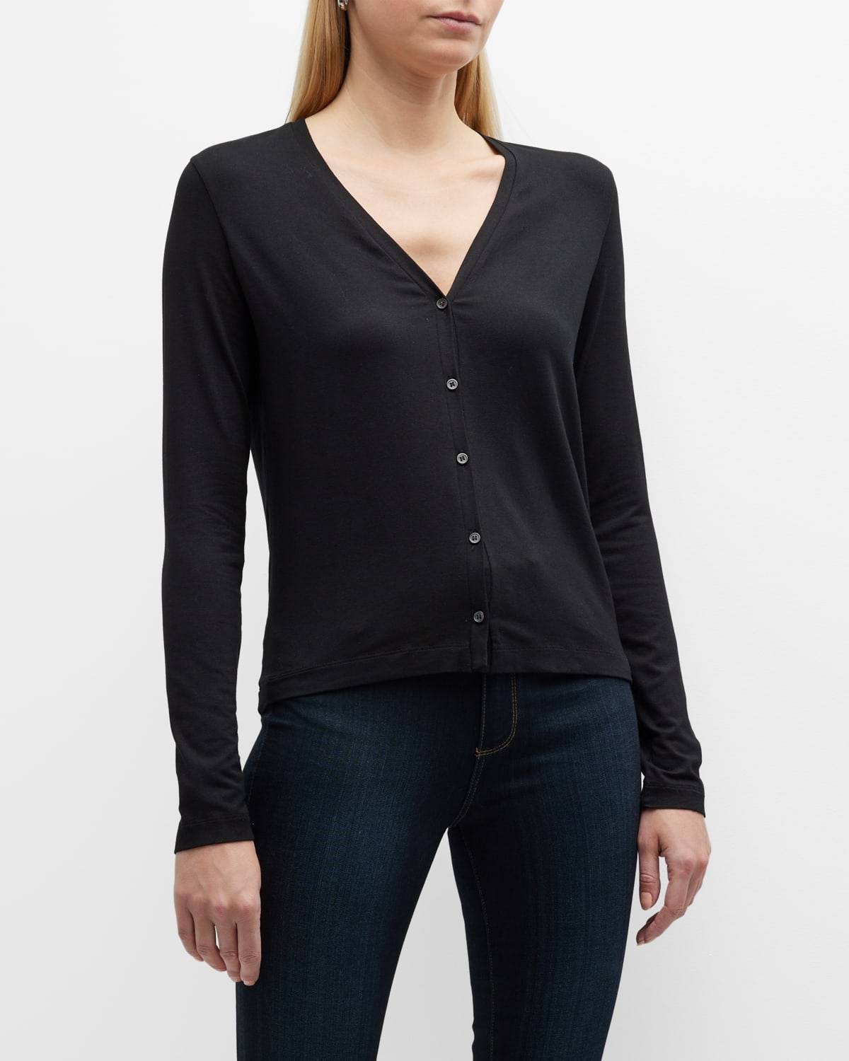 Majestic Women's Soft Touch V-neck Cardigan In Noir