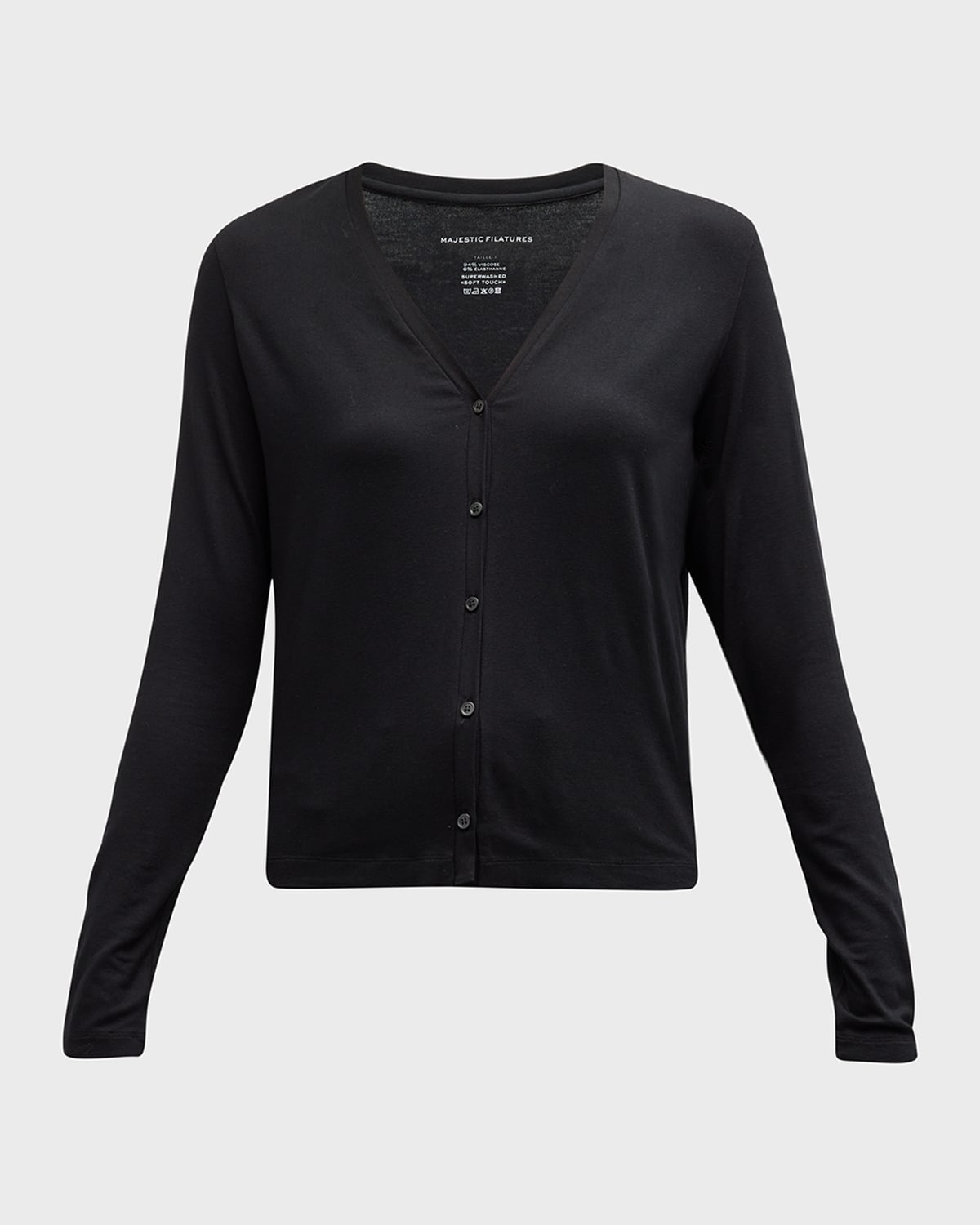 Majestic Women's Soft Touch V-neck Cardigan In Noir