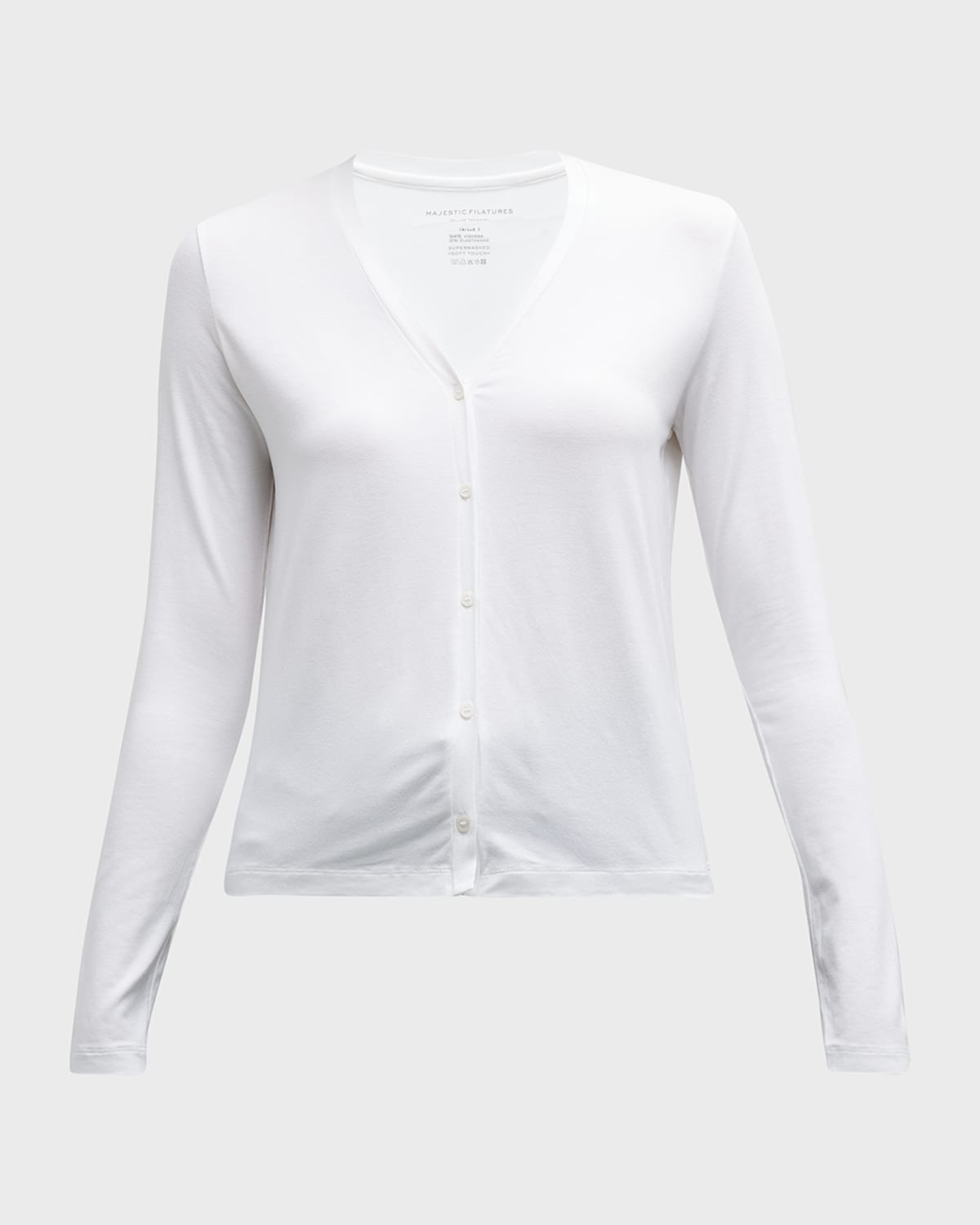 Majestic Soft Touch Button-front Cardigan In Blanc