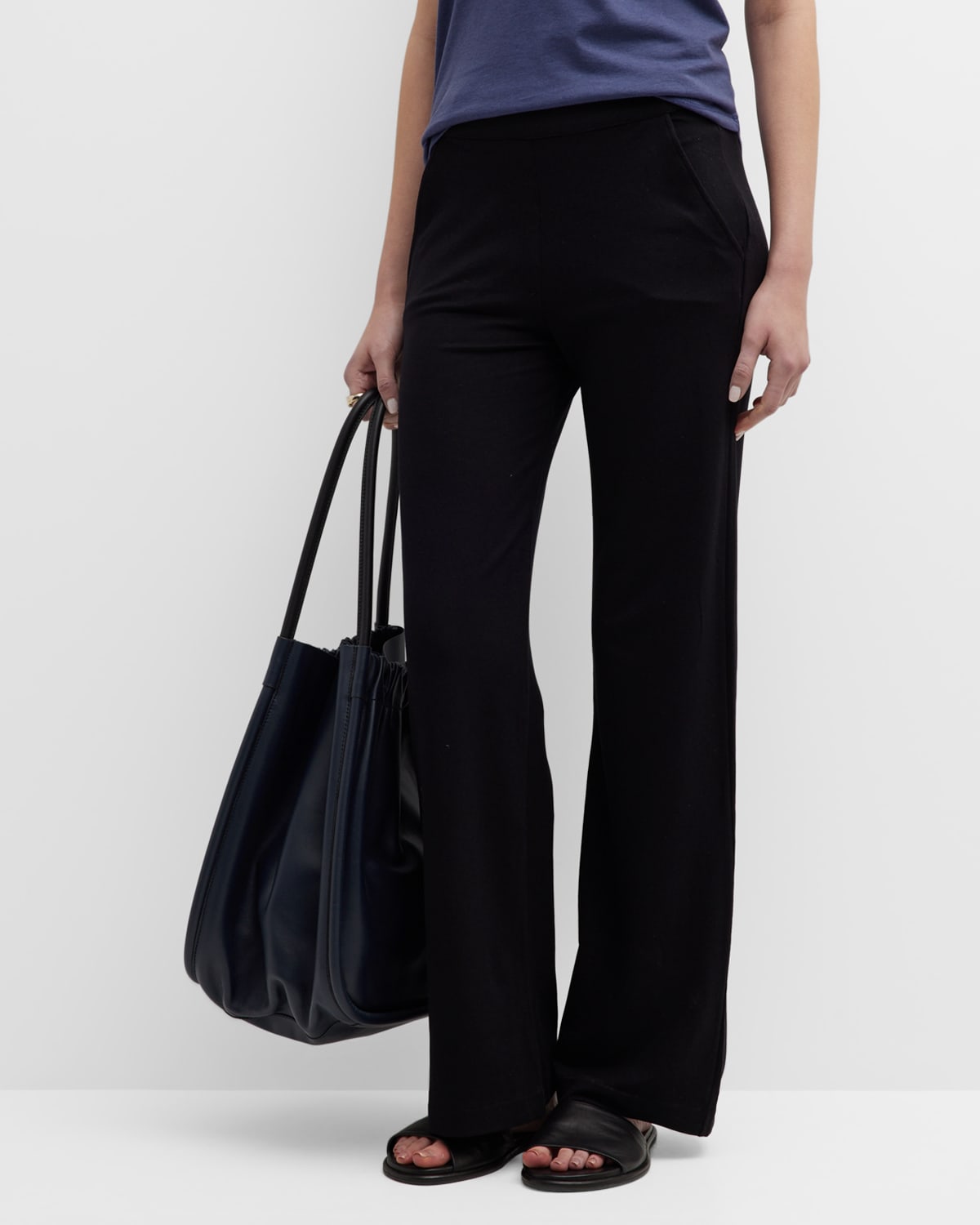 Majestic French Terry Wide-leg Trousers In Blanc