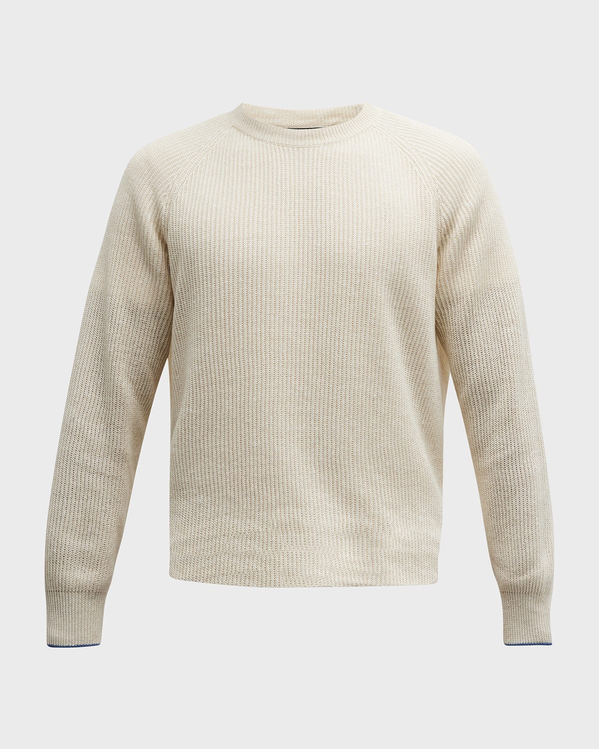 BRUNELLO CUCINELLI MEN'S LINEN BLEND KNIT SWEATER WITH RAGLAN SLEEVES