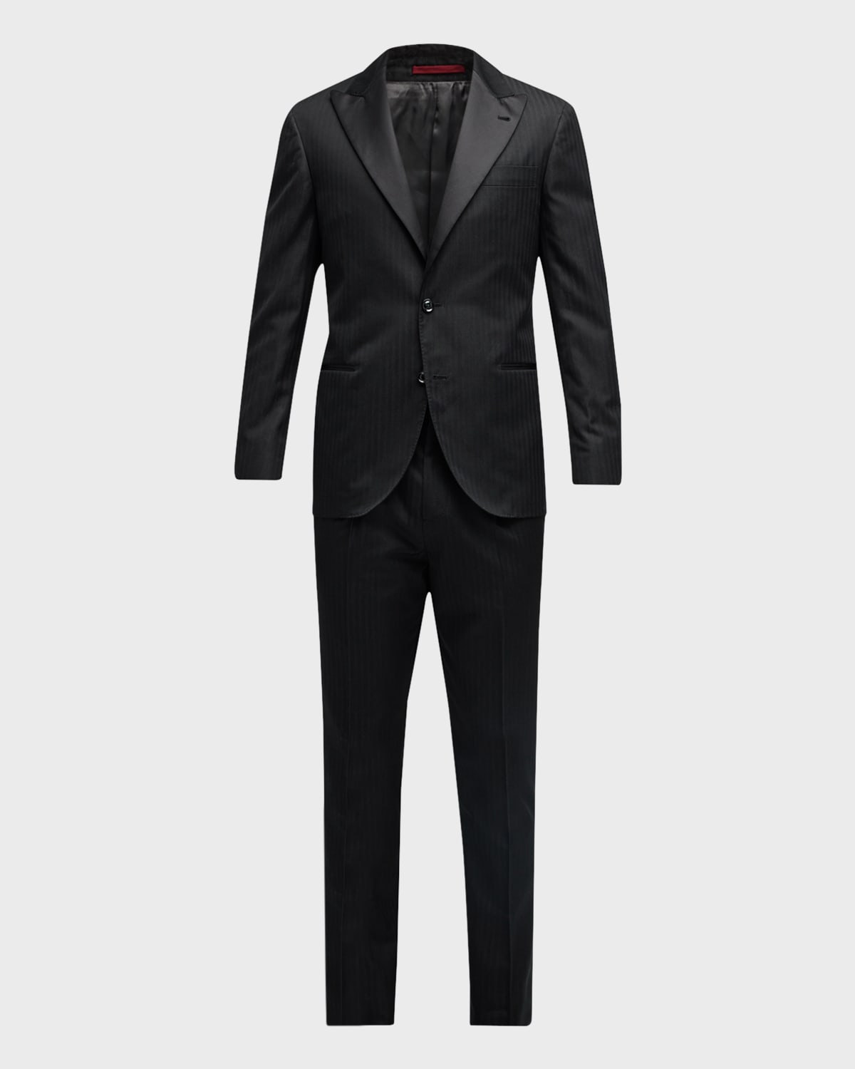 Brunello Cucinelli Satin Lapel Stripe-cotton Tuxedo Jacket In Black