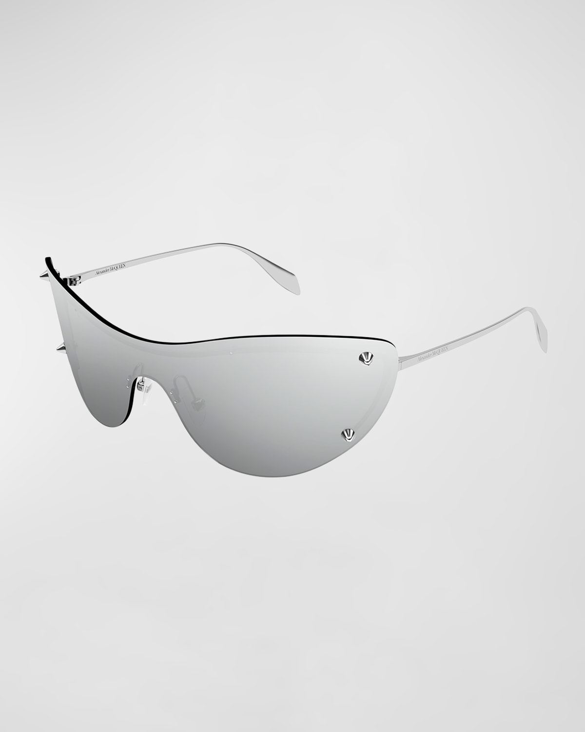 Shop Alexander Mcqueen Metal Cat-eye Sunglasses In 005 Silver