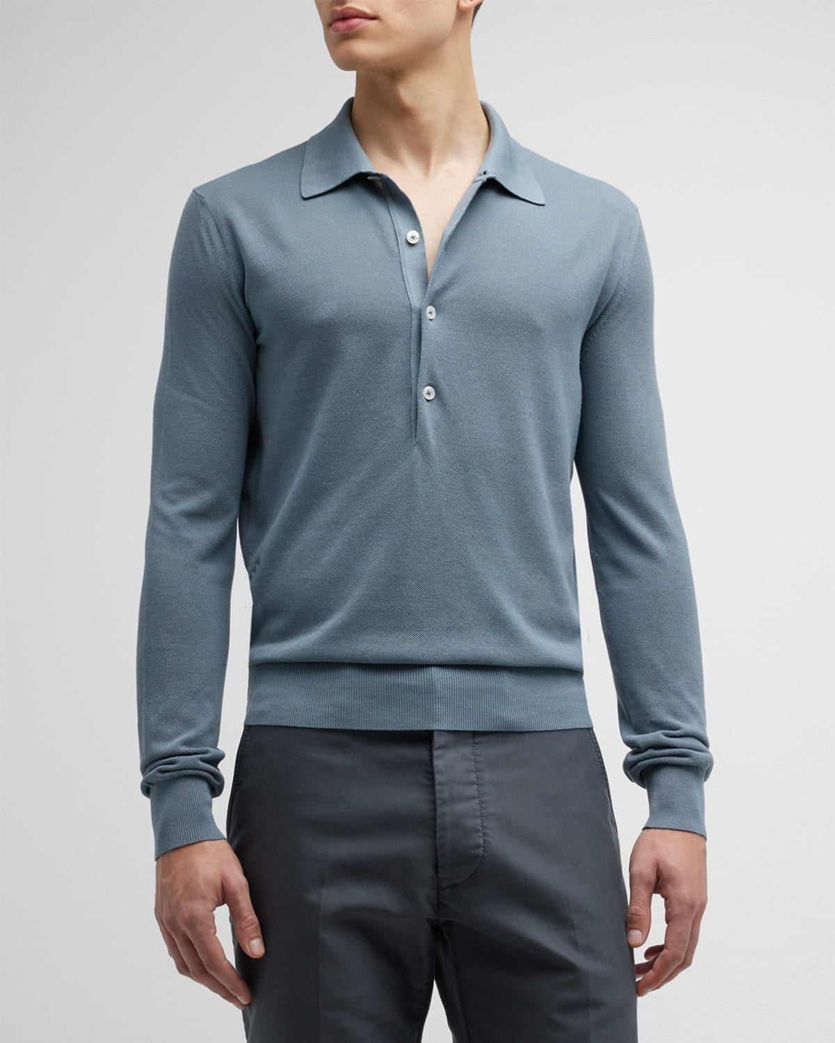 TOM FORD Men's Silk-Cotton Polo Shirt | Smart Closet