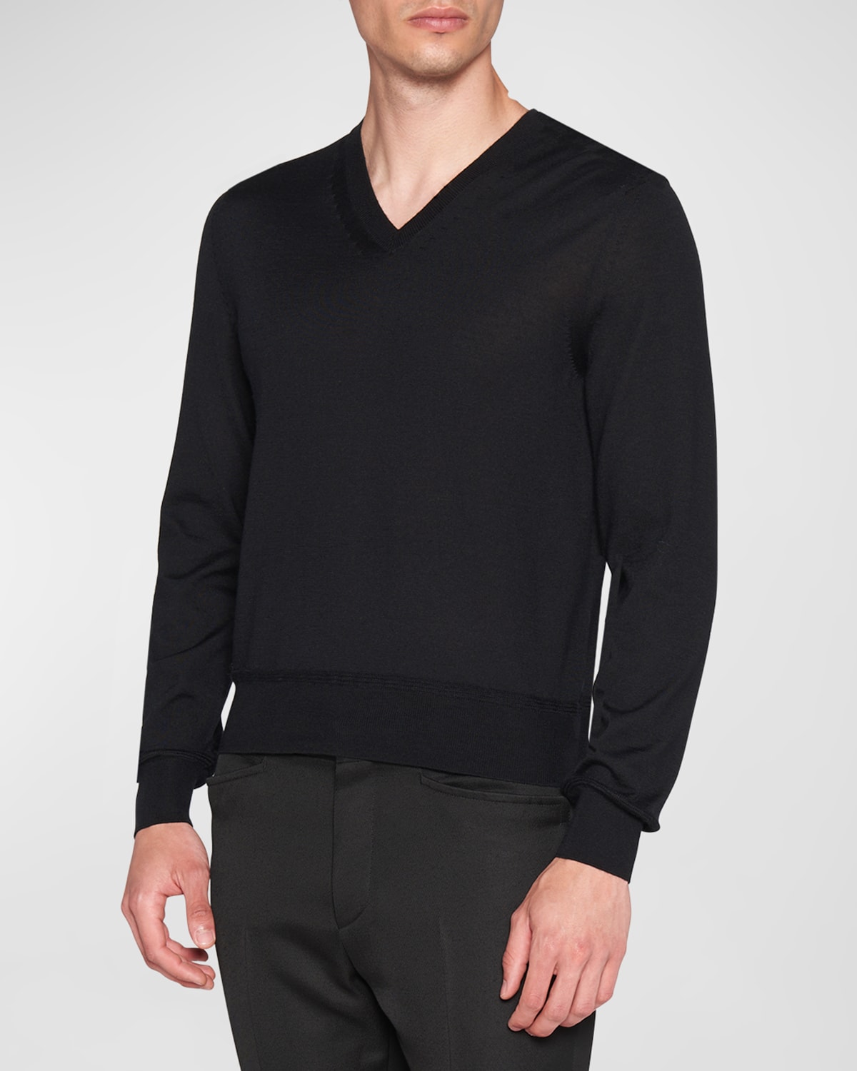 Tom Ford Men's Cashmere V-neck Sweater In Black