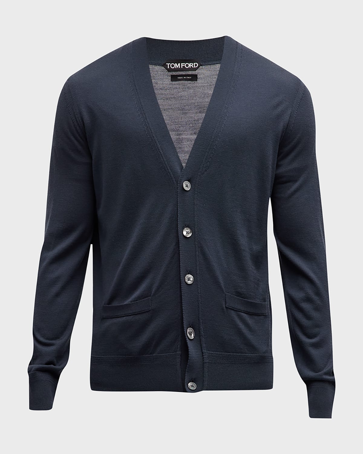 Tom Ford V-neck Wool Cardigan In Blue