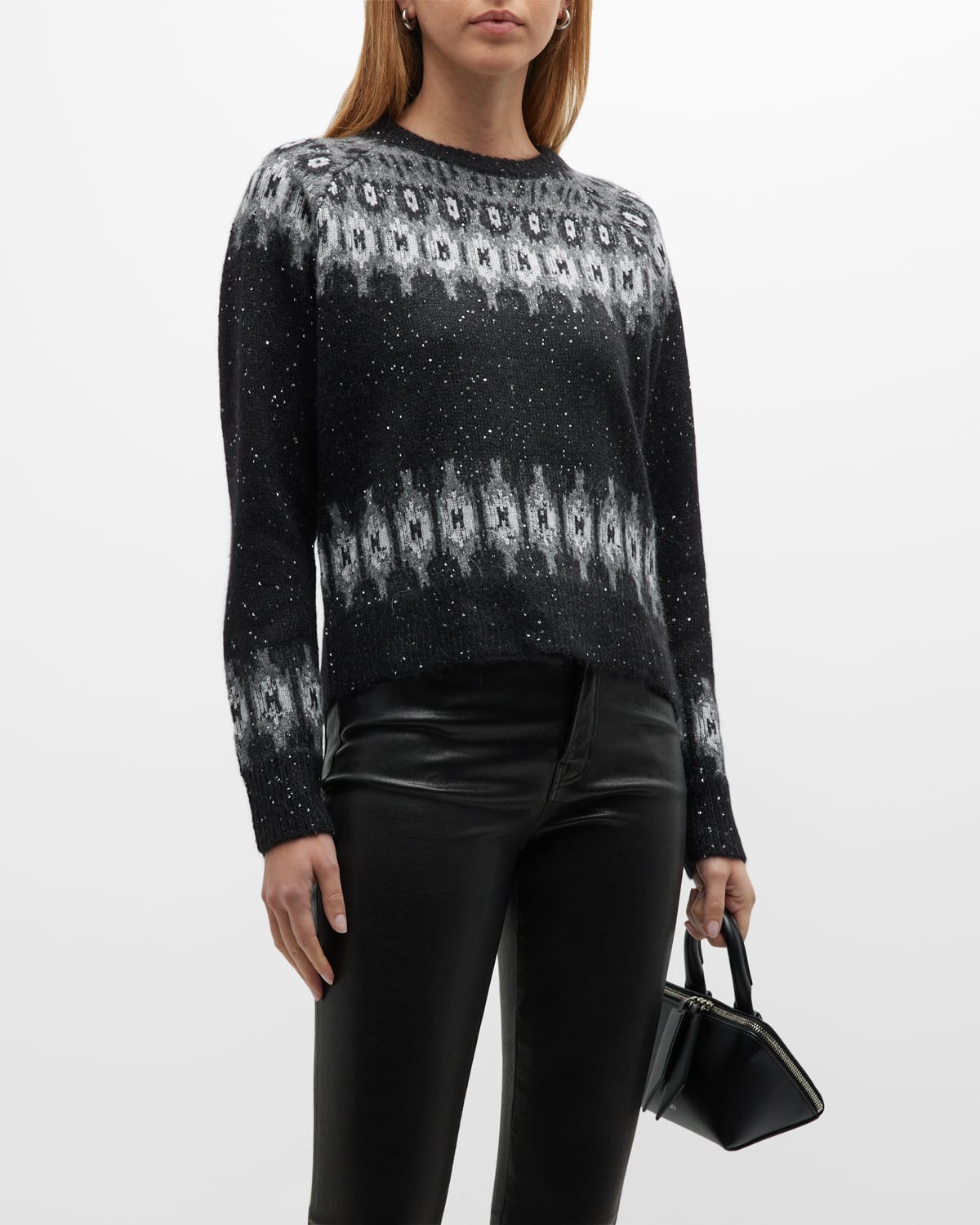 Fair Isle Wool-Blend Sequin Crewneck Sweater