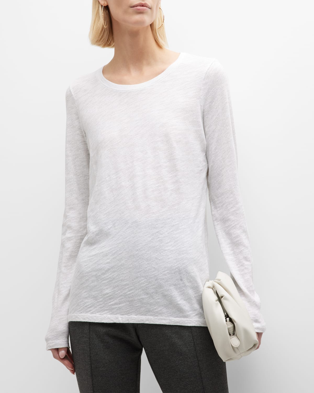 Atm Anthony Thomas Melillo Destroyed Wash Long-sleeve Slub Jersey Tee In White/ Silver Foi