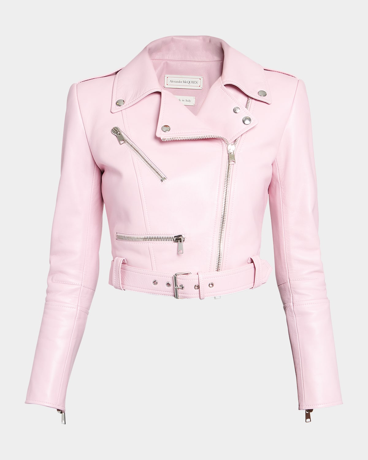 ALEXANDER MCQUEEN CROPPED LEATHER BIKER JACKET