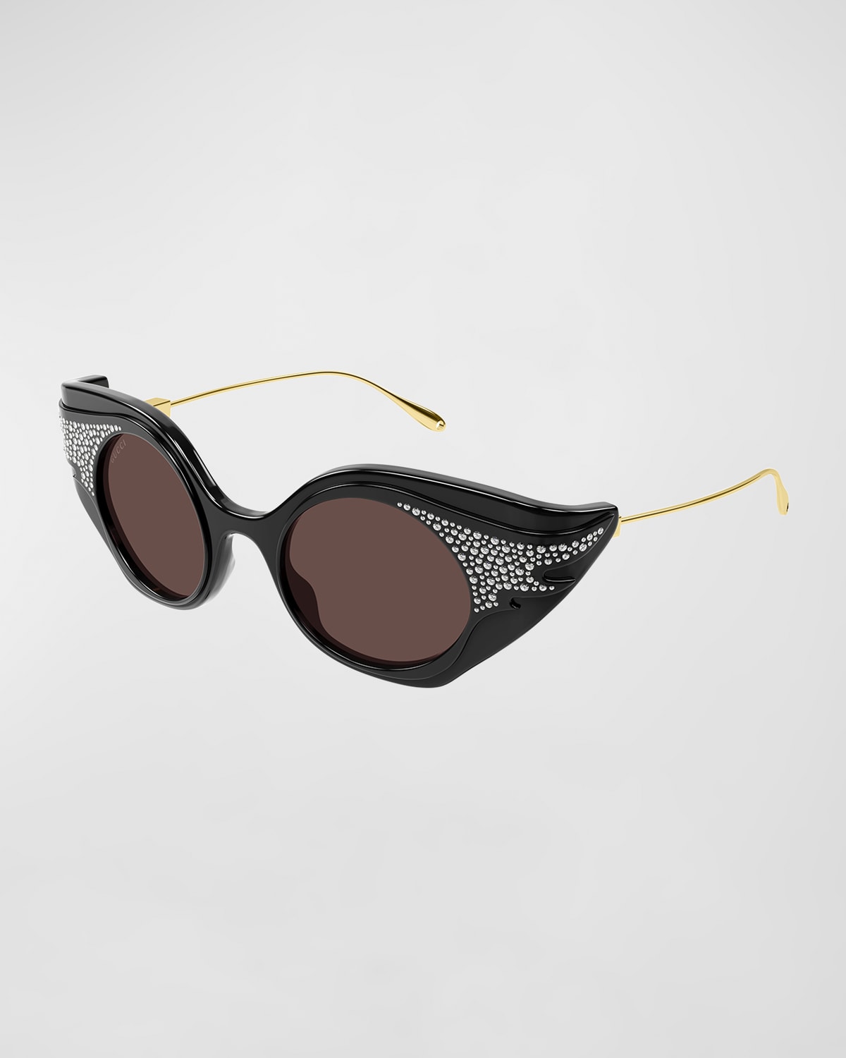 Gucci Embellished Acetate & Metal Cat-eye Sunglasses In 001 Black