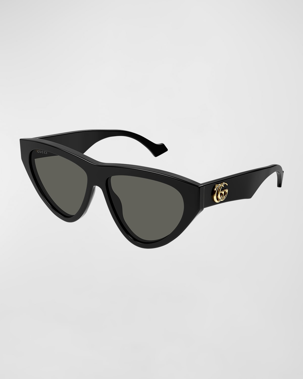 Shop Gucci Flat-top Acetate Cat-eye Sunglasses In 001 Black