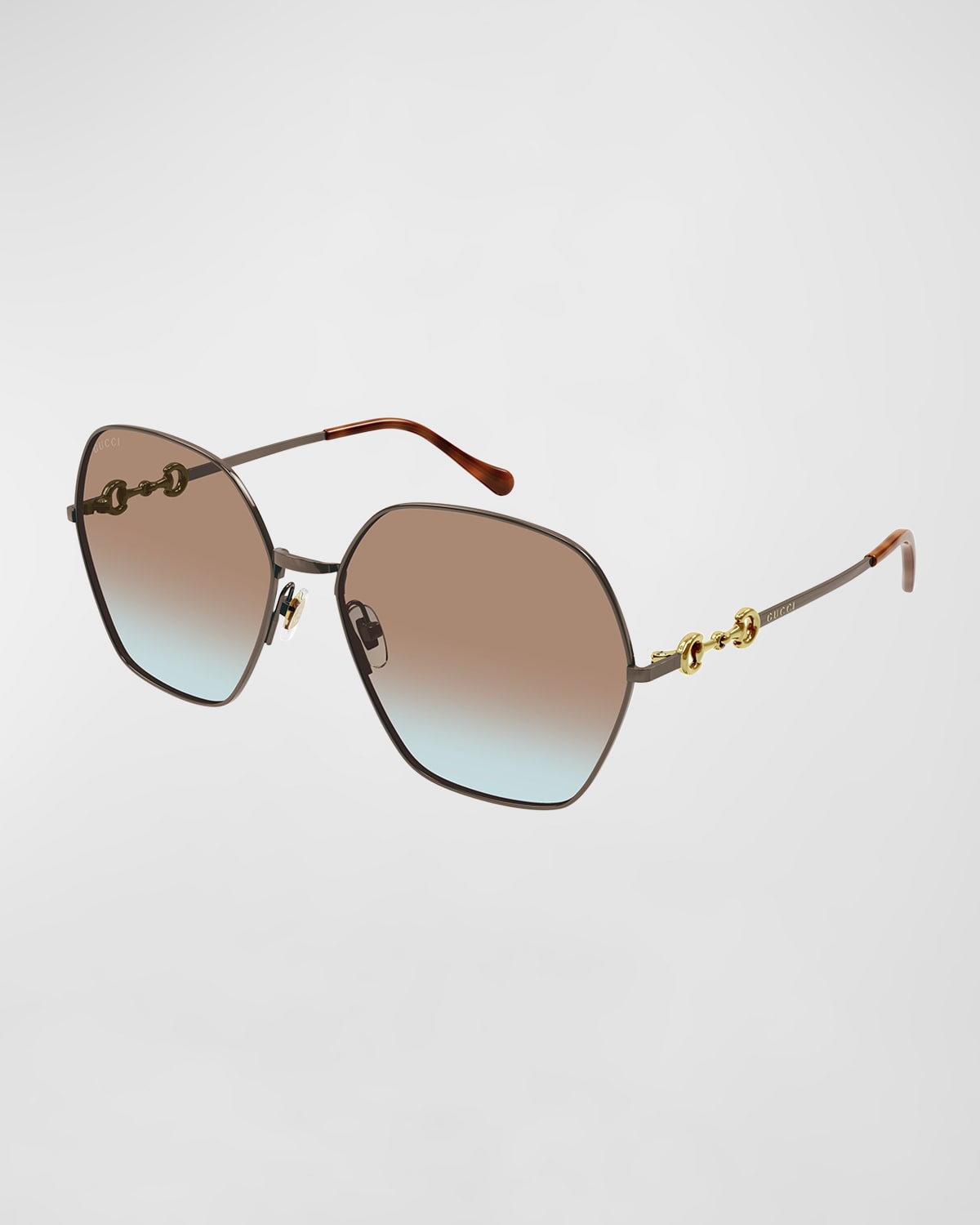 Gucci Logo Lock Metal Butterfly Sunglasses In Brown