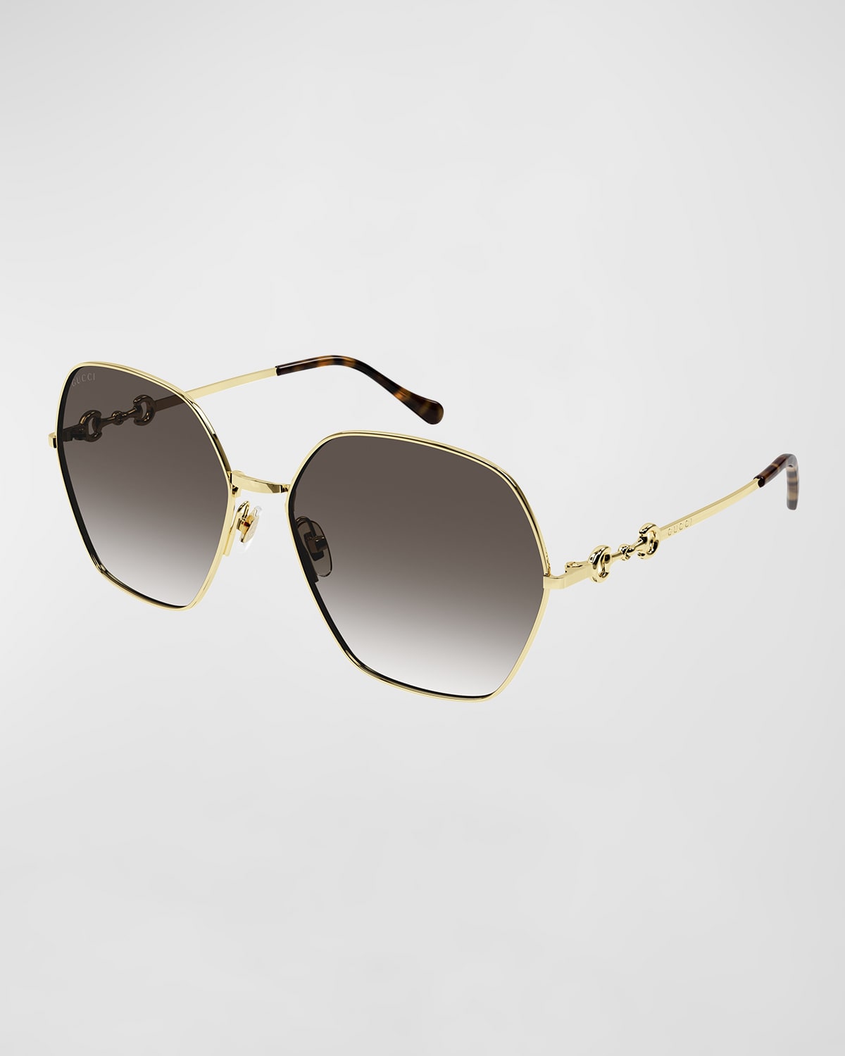 Gucci Logo Lock Metal Butterfly Sunglasses In Gold